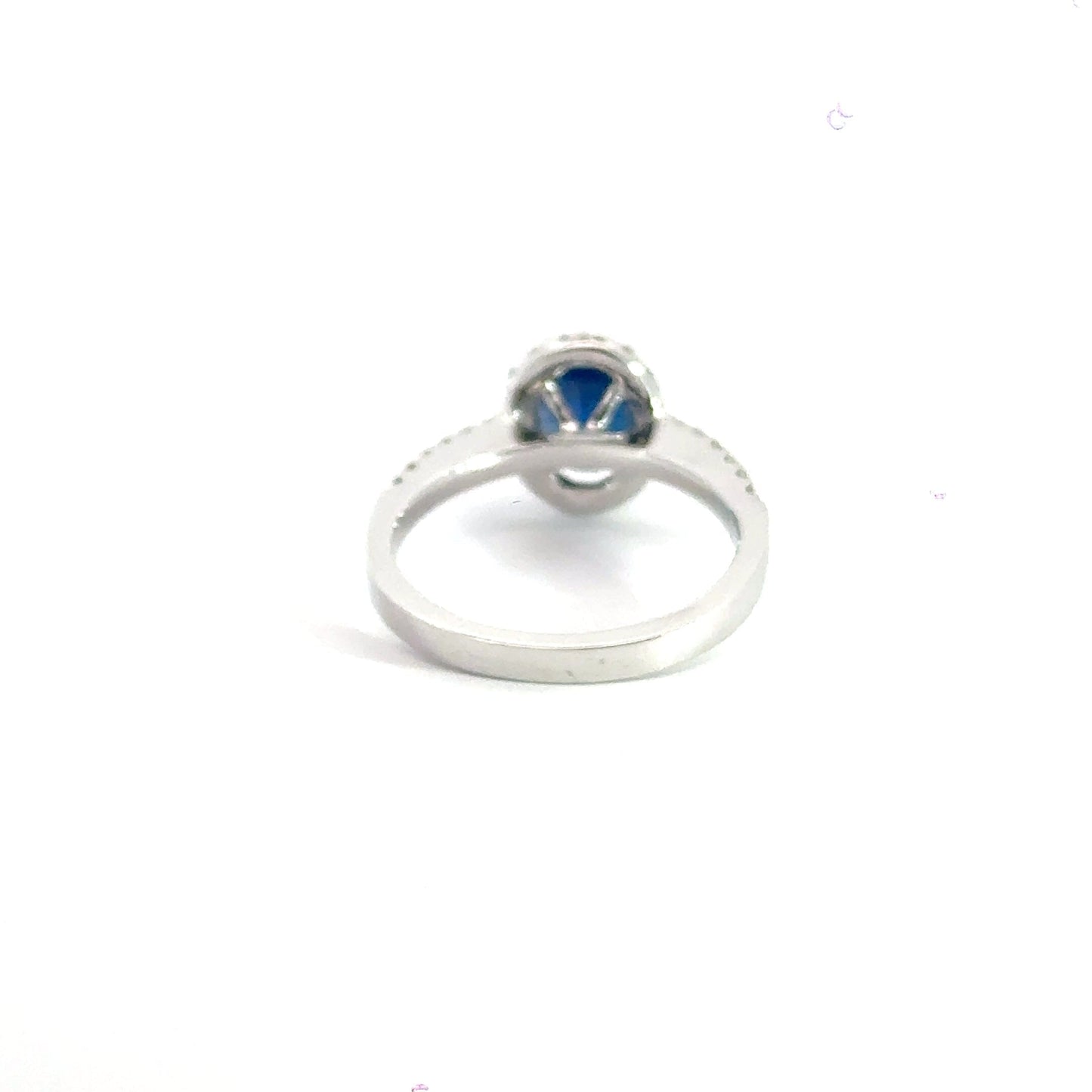 18CT White Gold Halo Sapphire Diamond Ring Aces Jewellers