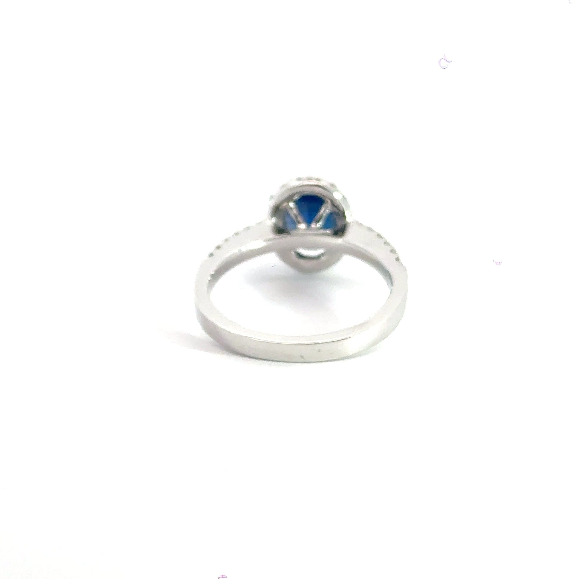 18CT White Gold Halo Sapphire Diamond Ring Aces Jewellers