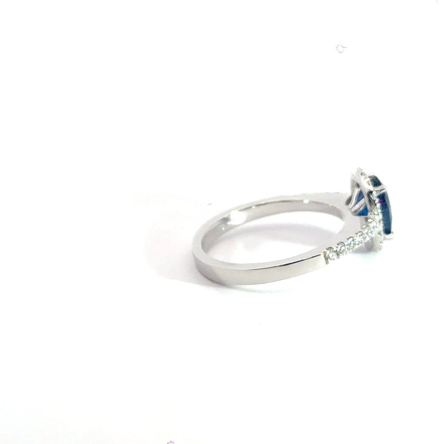 18CT White Gold Halo Sapphire Diamond Ring Aces Jewellers