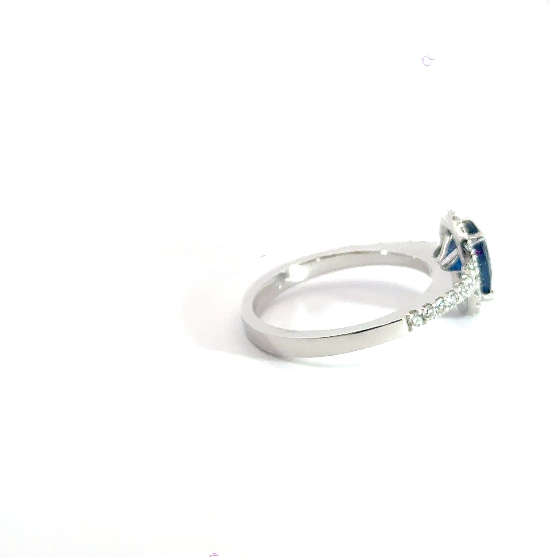 18CT White Gold Halo Sapphire Diamond Ring Aces Jewellers