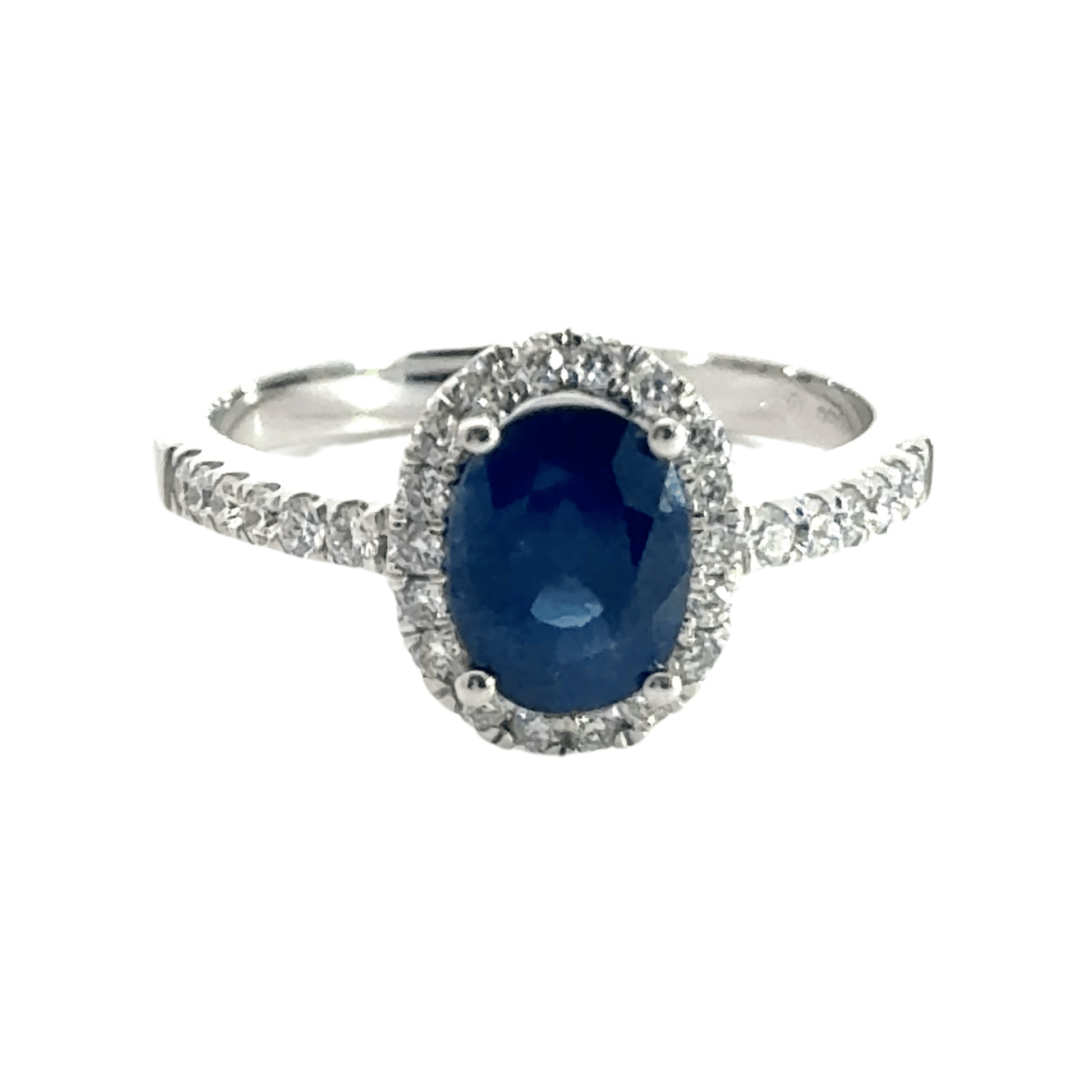18CT White Gold Halo Sapphire Diamond Ring Aces Jewellers