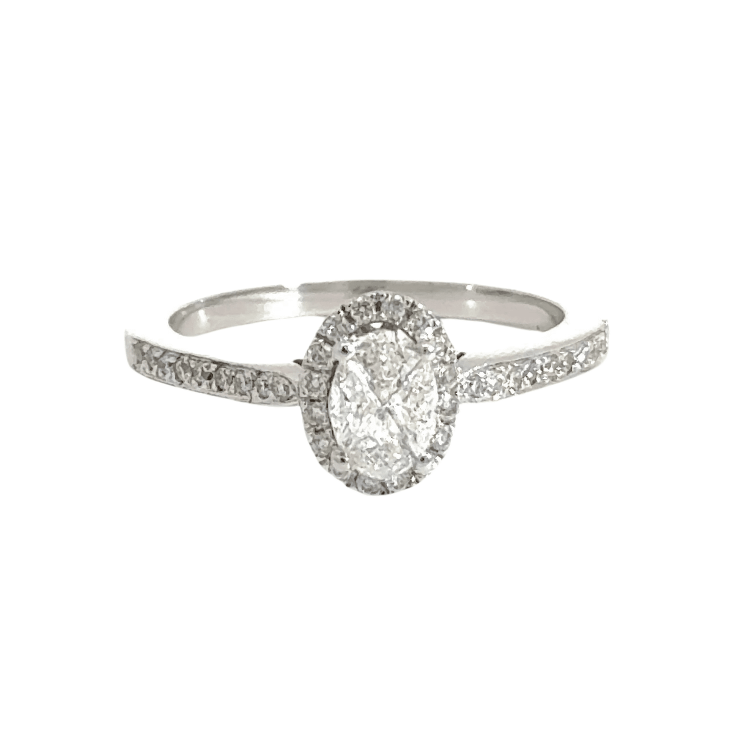 18CT White Gold Halo Diamond Ring Aces Jewellers