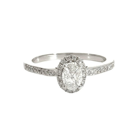 18CT White Gold Halo Diamond Ring Aces Jewellers