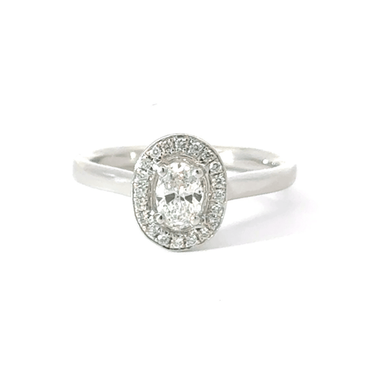 Platinum Diamond Oval Halo Ring Aces Jewellers