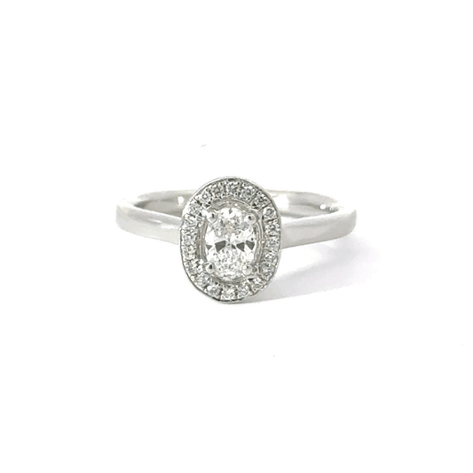 Platinum Diamond Oval Halo Ring Aces Jewellers