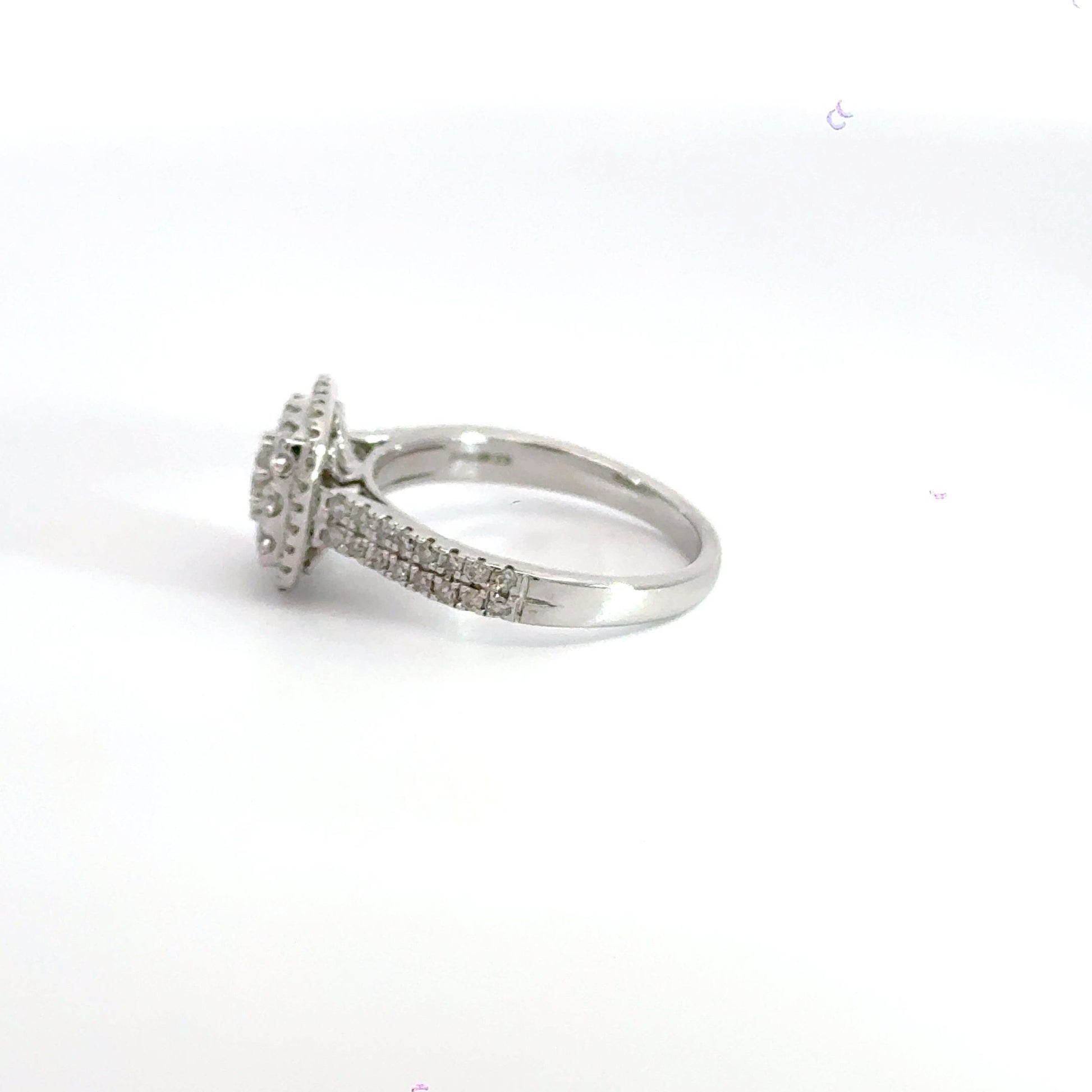 18CT White Gold Square Halo Diamond Ring Aces Jewellers