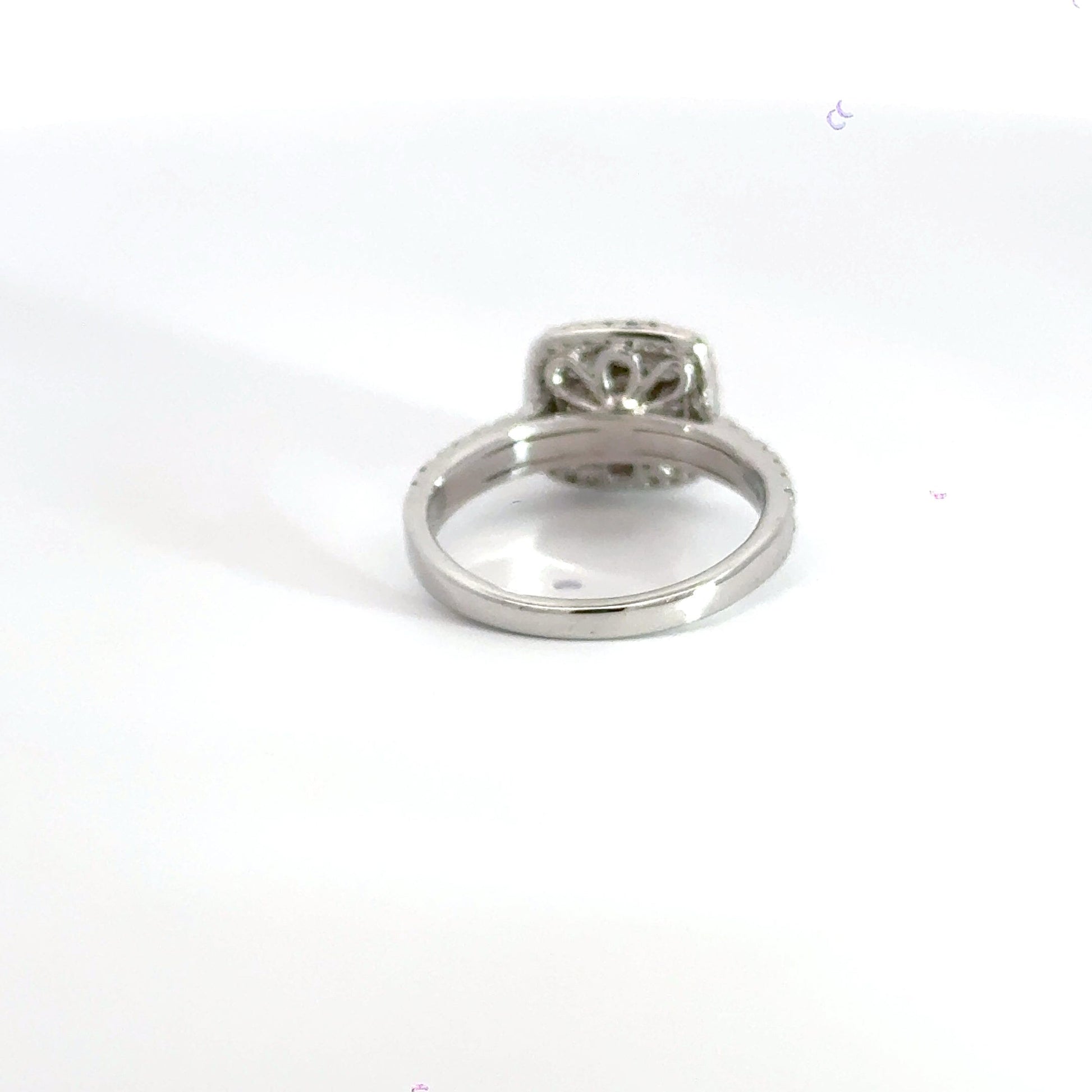 18CT White Gold Square Halo Diamond Ring Aces Jewellers