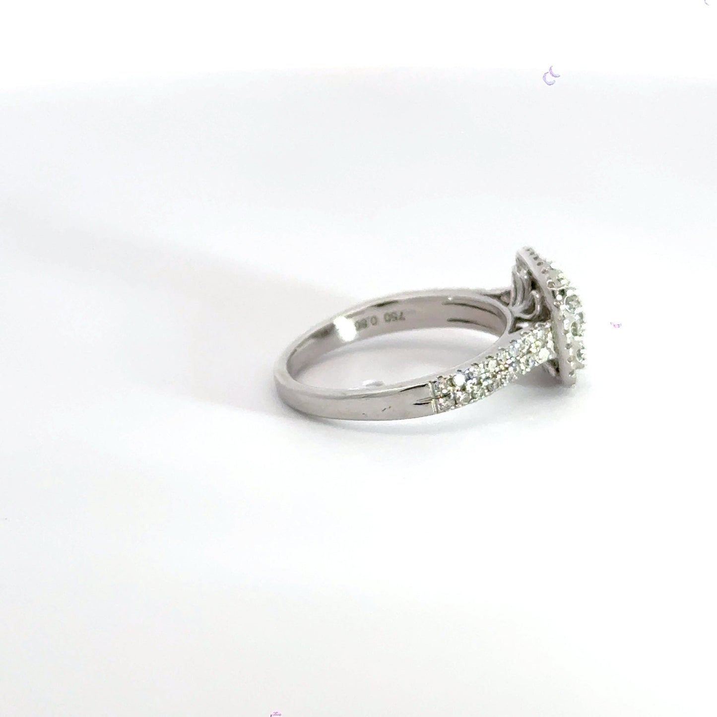 18CT White Gold Square Halo Diamond Ring Aces Jewellers