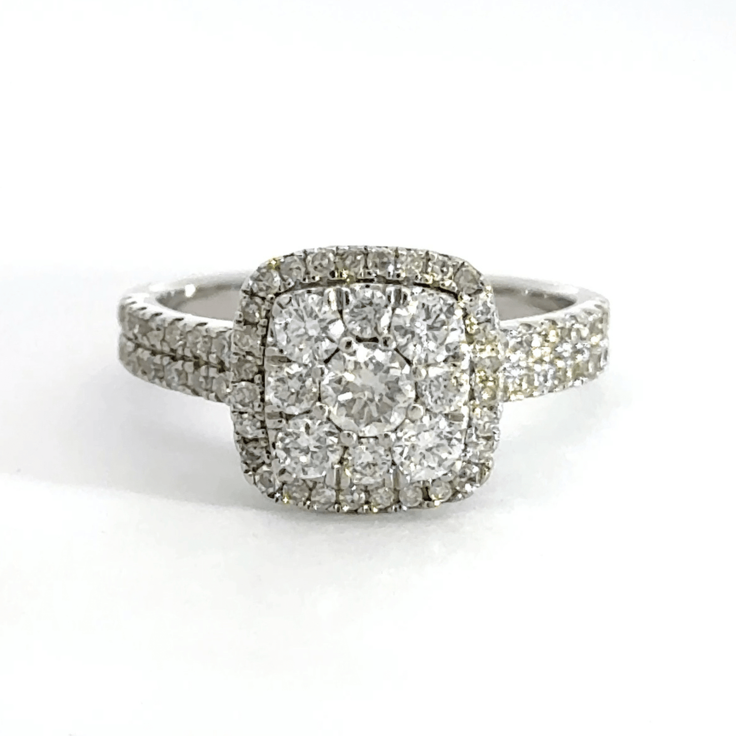 18CT White Gold Square Halo Diamond Ring Aces Jewellers
