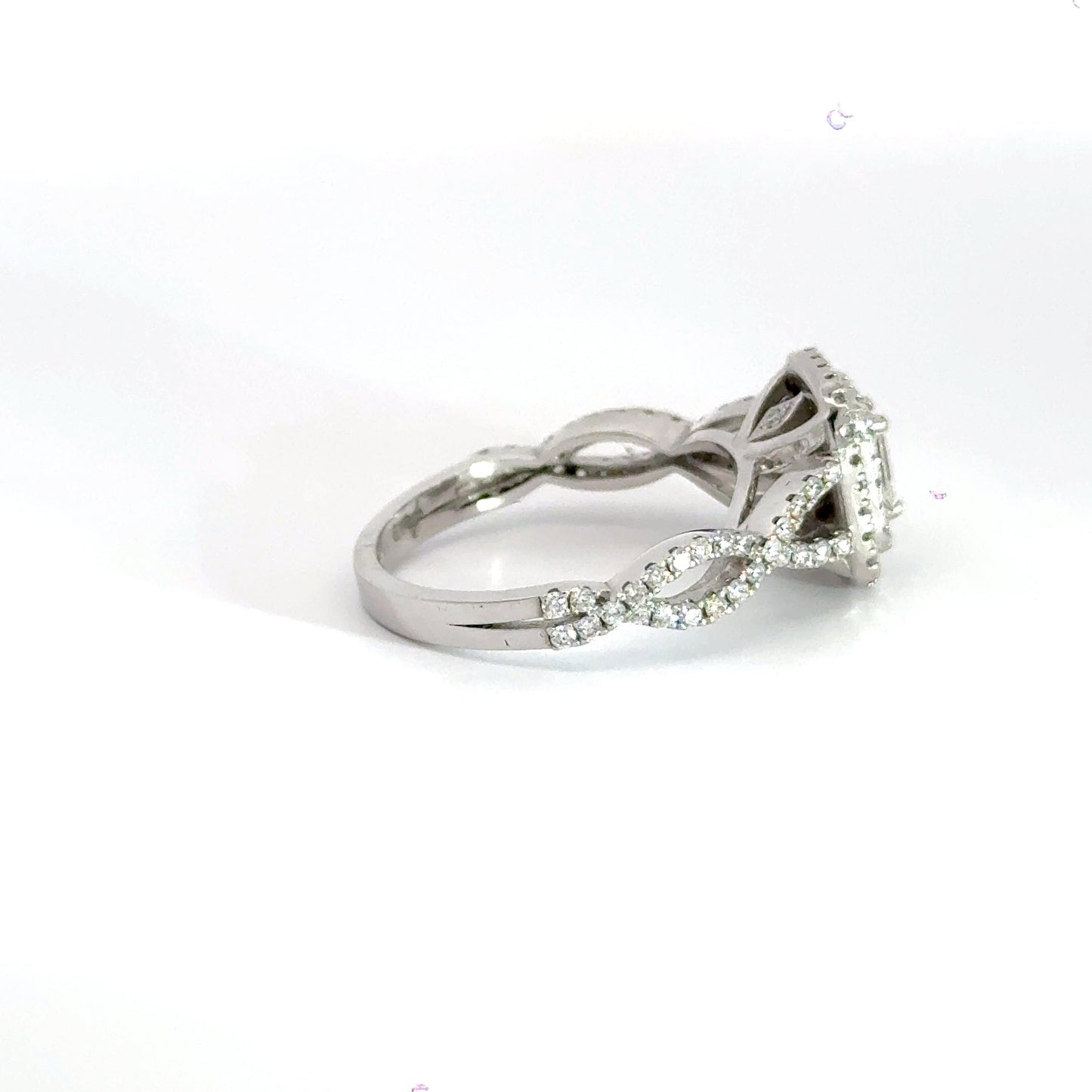 Platinum Rectangle Halo Baguette Diamond Twist Cluster Ring Aces Jewellers