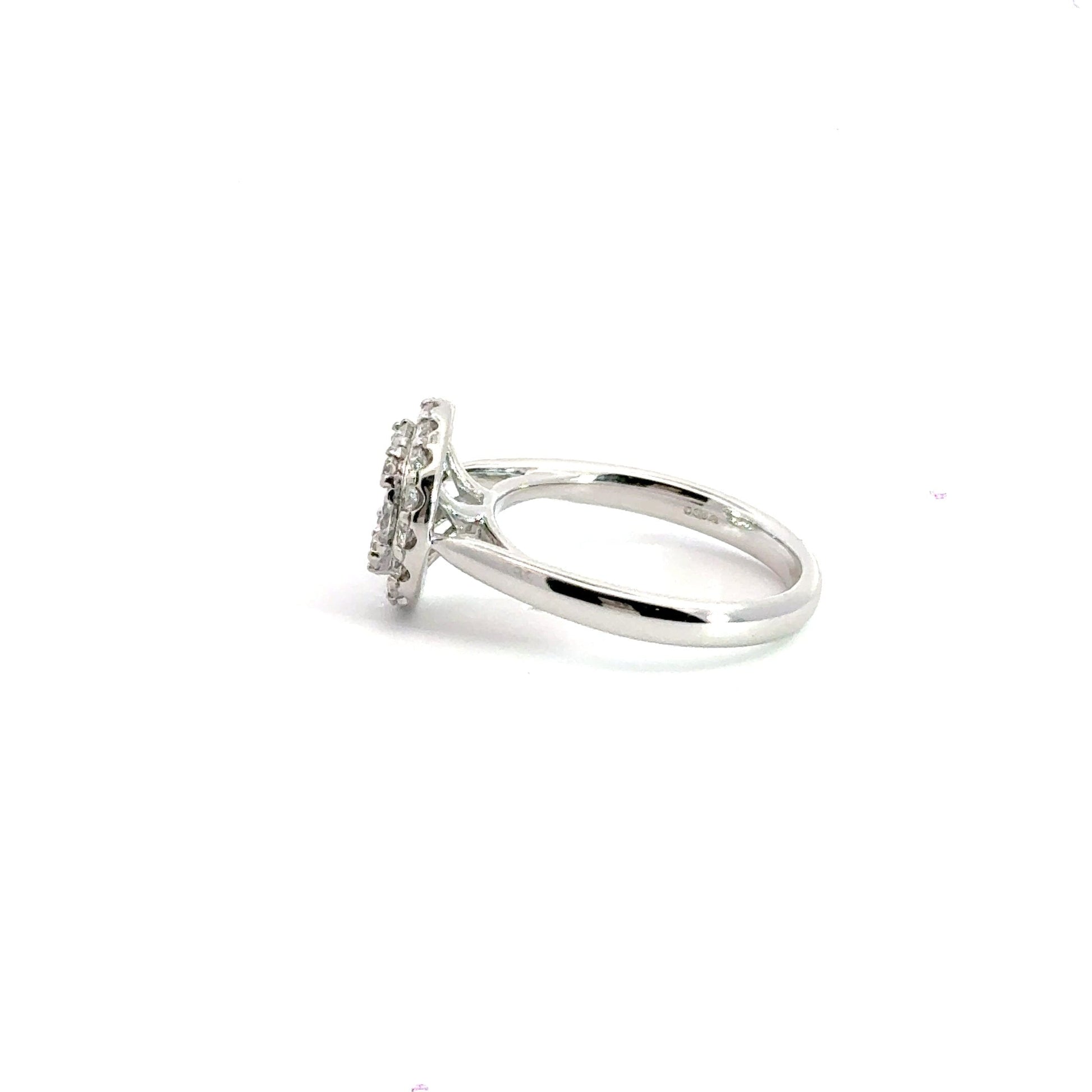 18CT White Gold Halo Diamond Ring Cluster Aces Jewellers