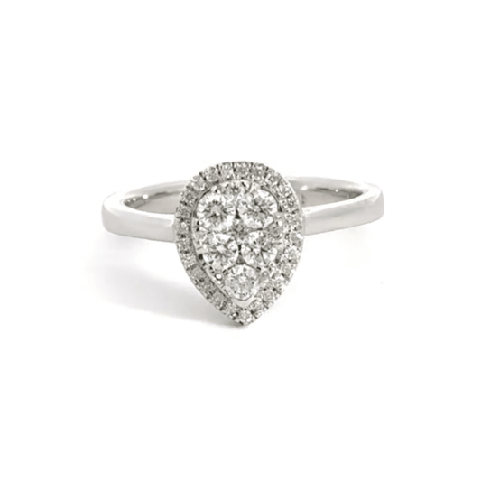 18CT White Gold Teardrop Diamond Ring Aces Jewellers