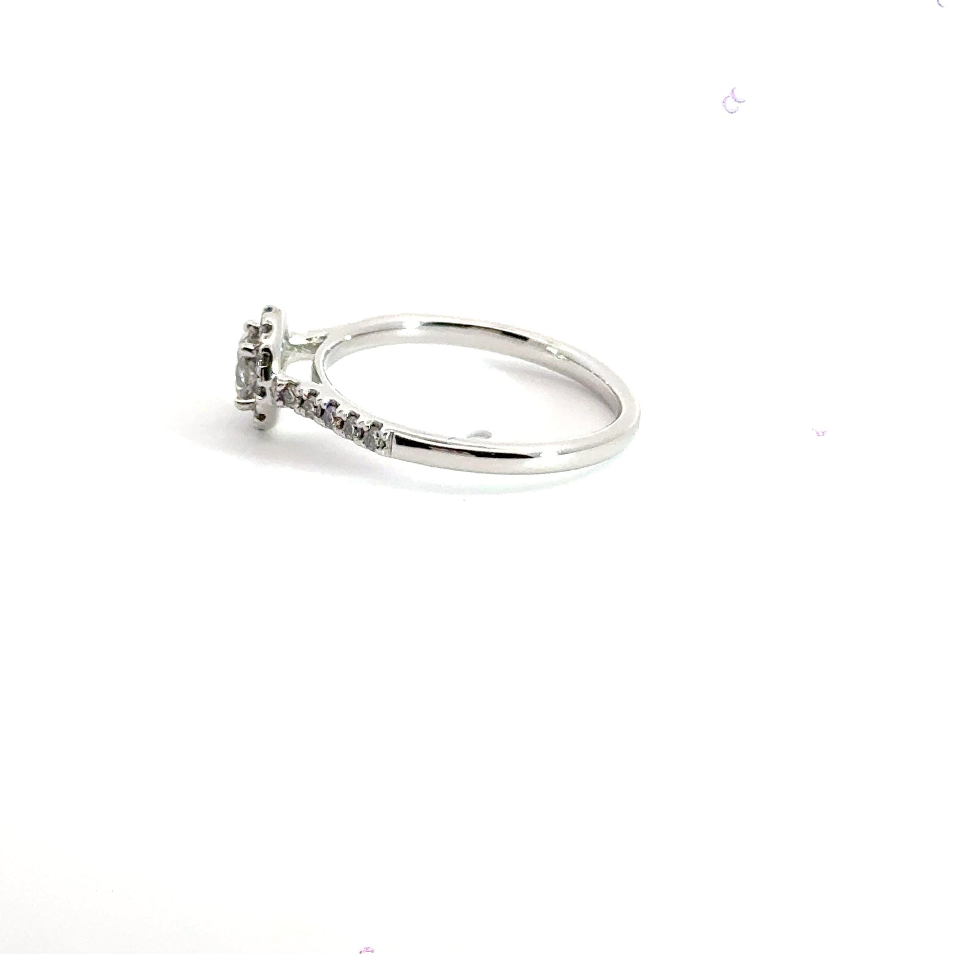 18CT White Gold Halo Diamond Ring Aces Jewellers