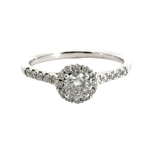 18CT White Gold Halo Diamond Ring Aces Jewellers