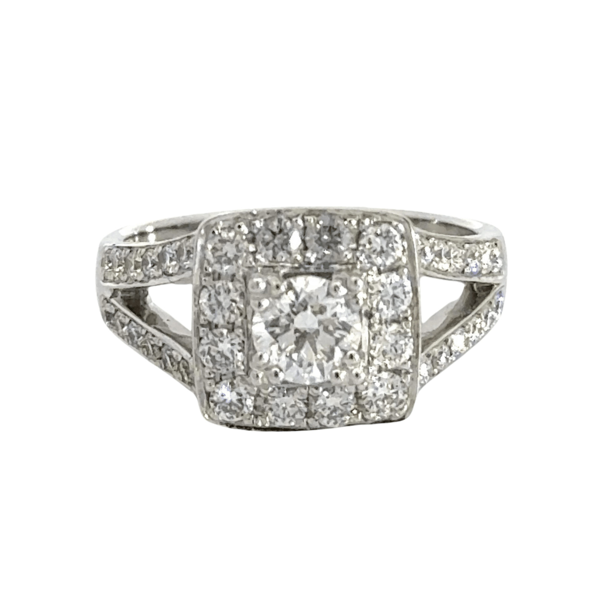 18CT White Gold Halo Diamond Ring Aces Jewellers
