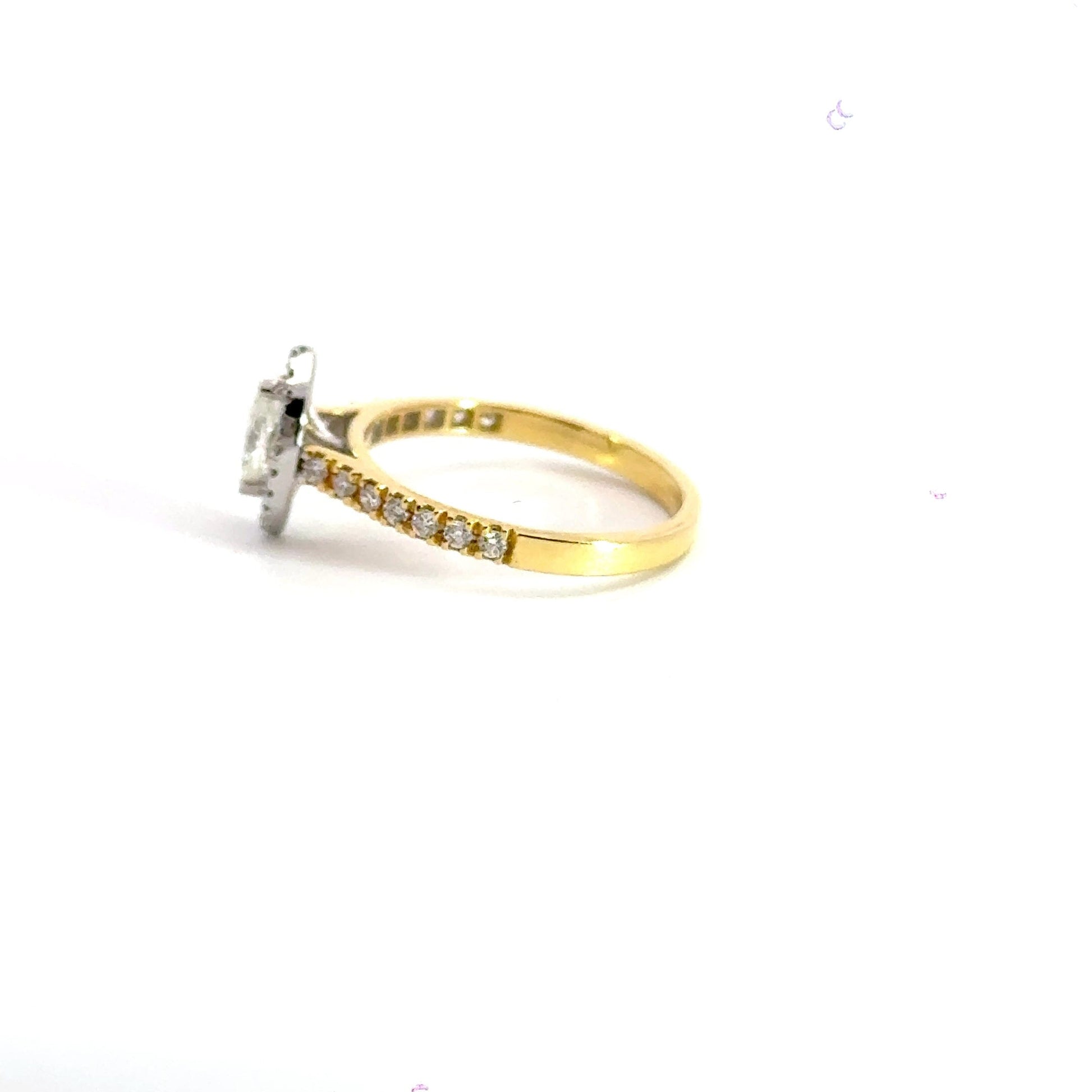 18CT Yellow Gold Marquise Diamond Halo Ring Aces Jewellers