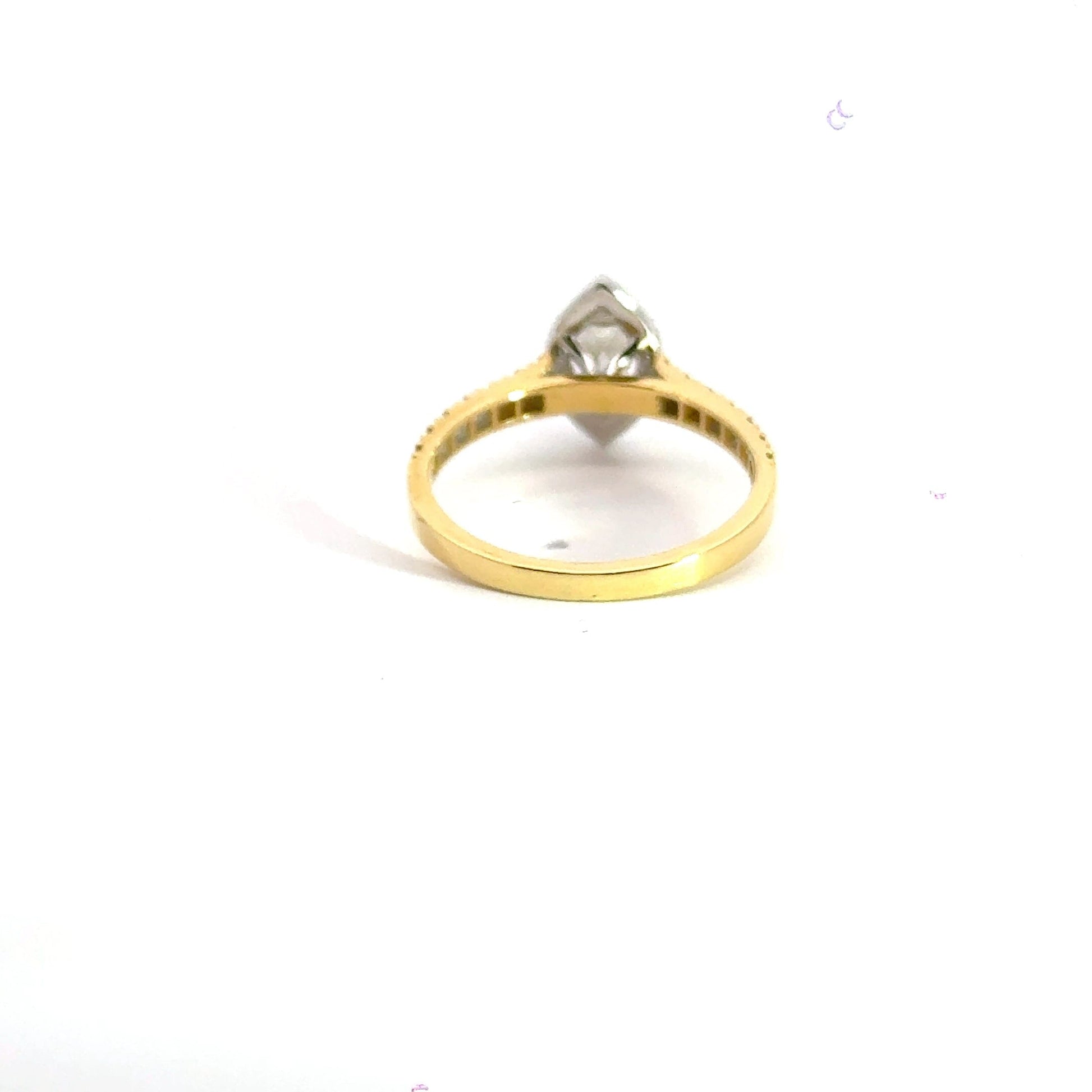 18CT Yellow Gold Marquise Diamond Halo Ring Aces Jewellers