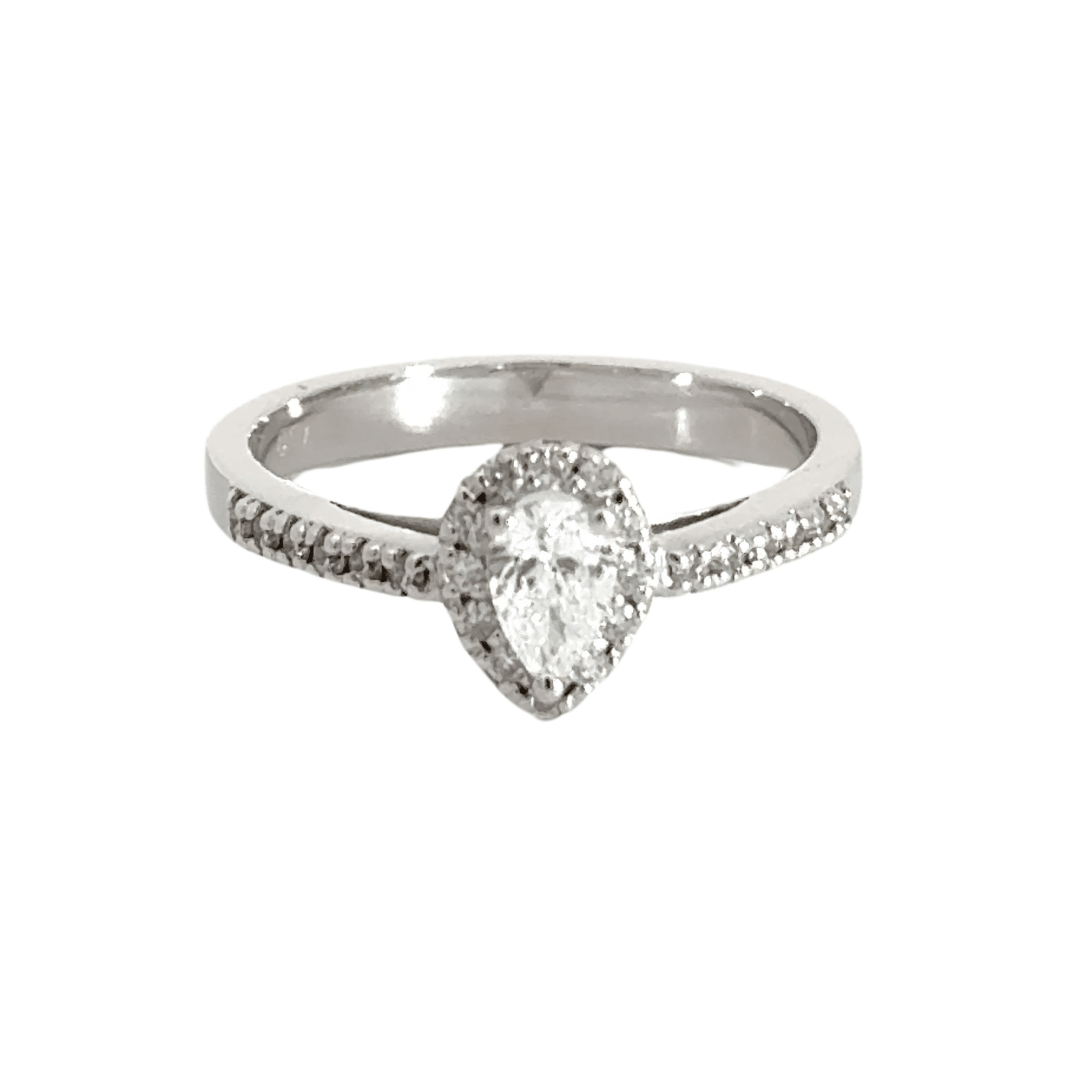 18CT White Gold Diamond Teardrop Halo Ring Aces Jewellers