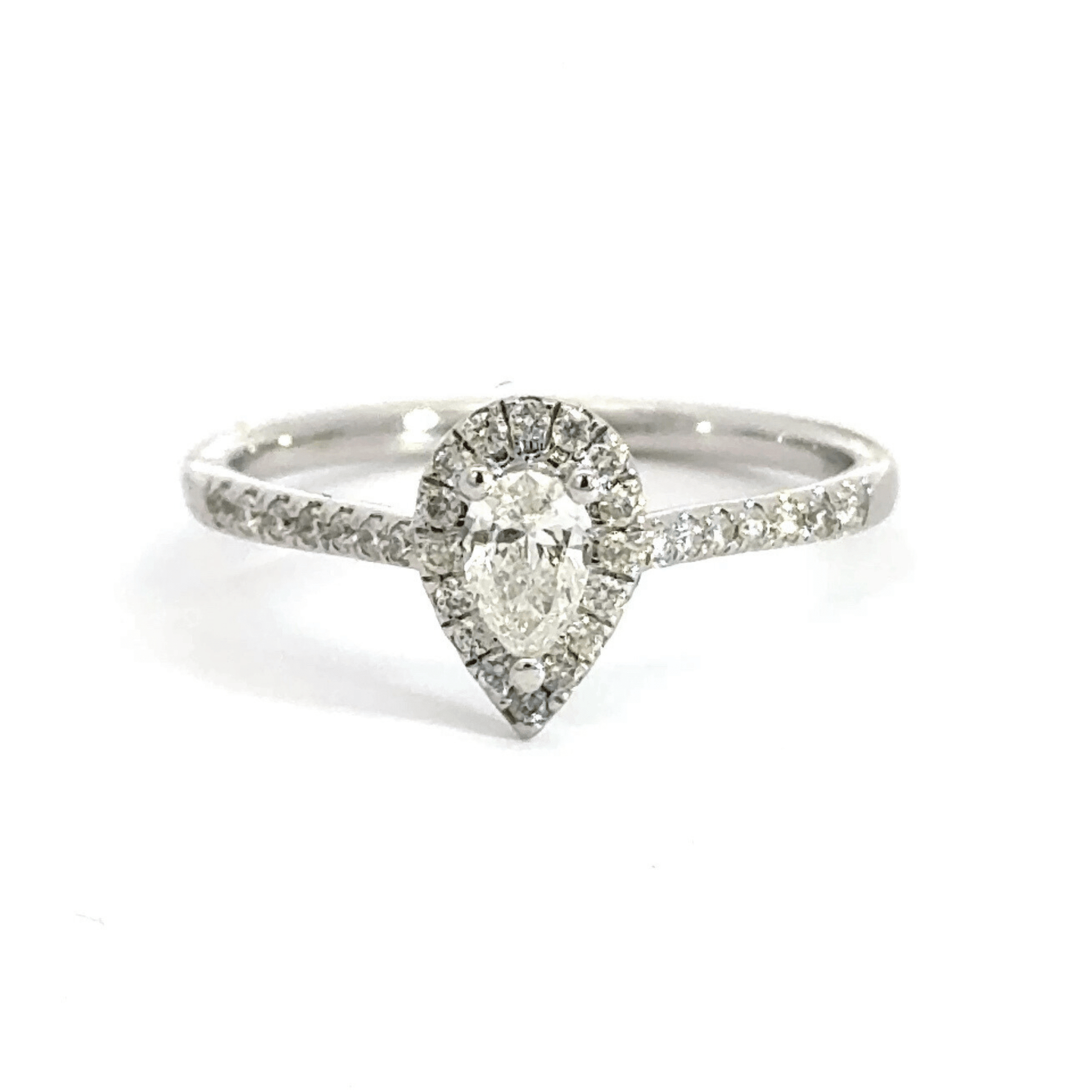 9CT White Gold Teardrop Diamond Ring Aces Jewellers