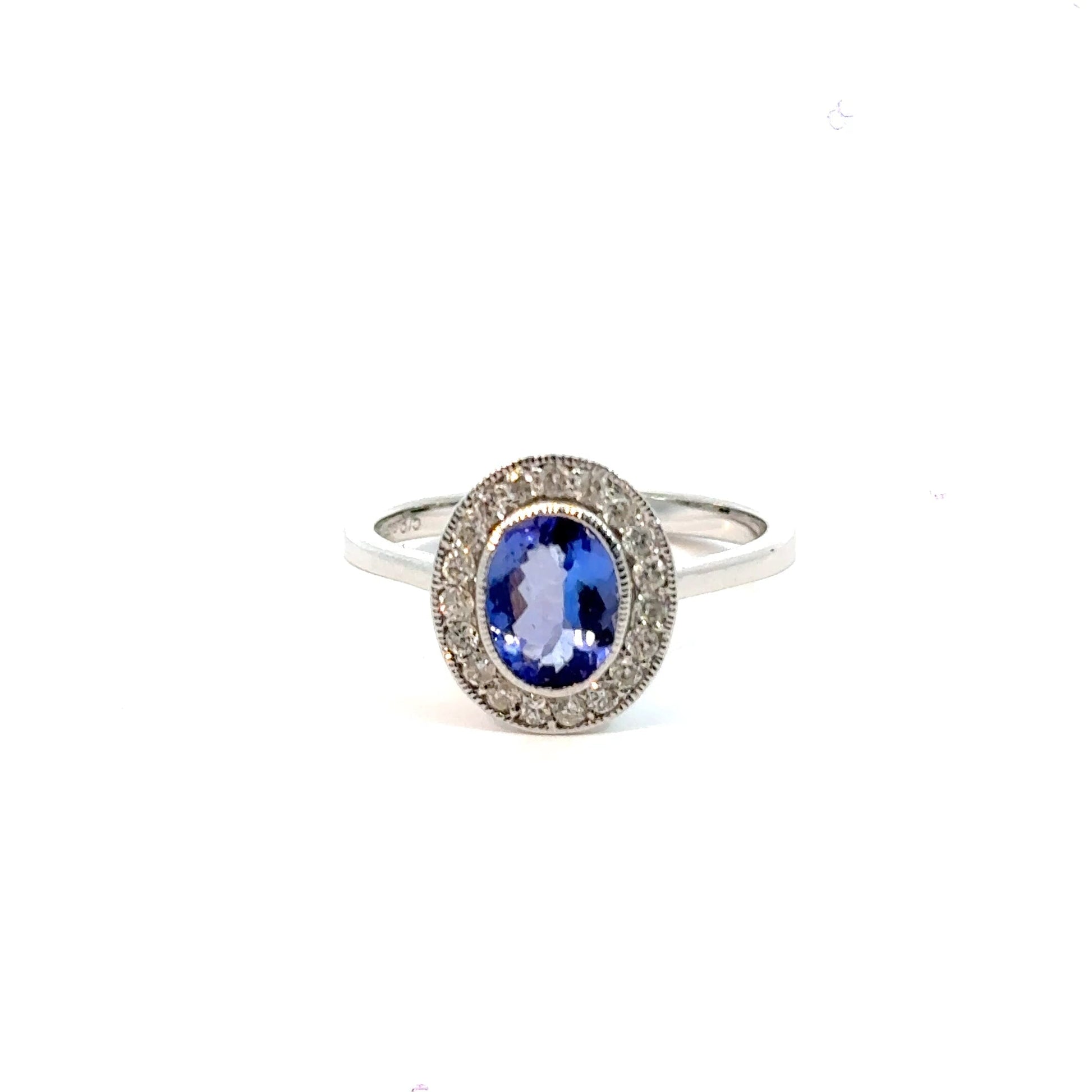 9CT White Gold Tanzanite & Diamond Ring Aces Jewellers