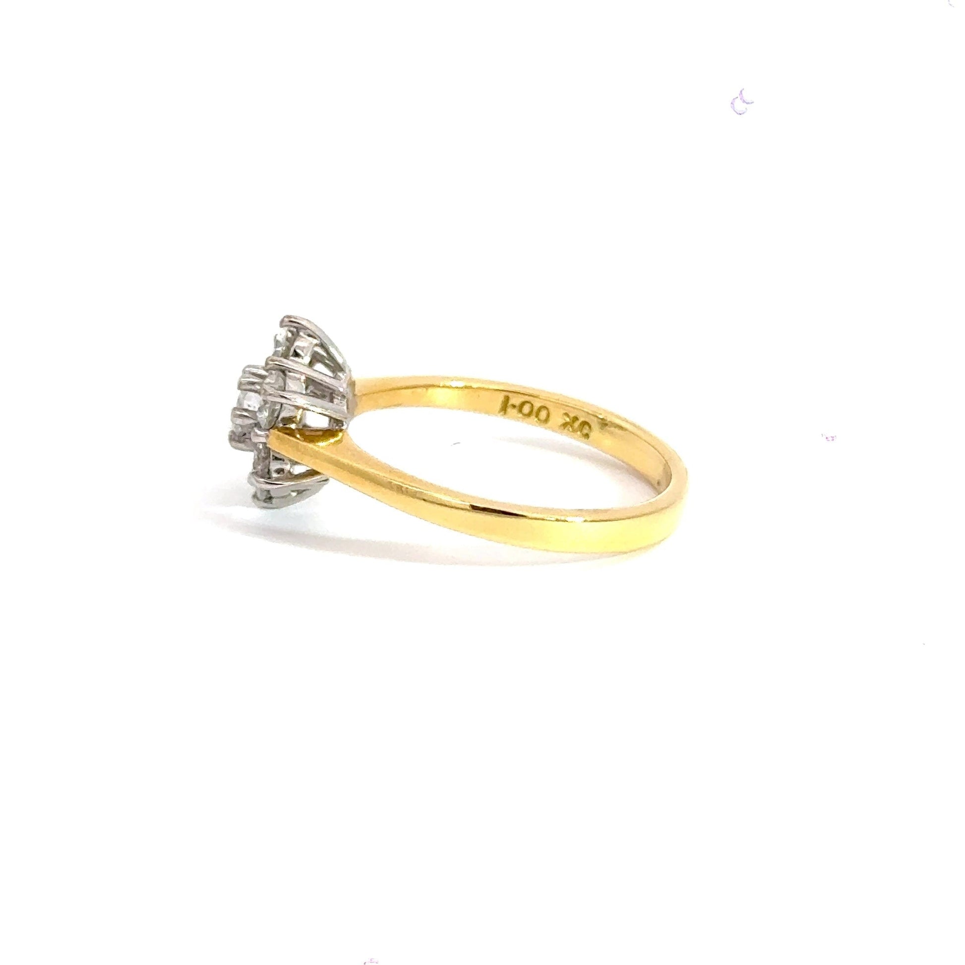 18CT Yellow Gold Daisy Cluster Diamond Ring Aces Jewellers