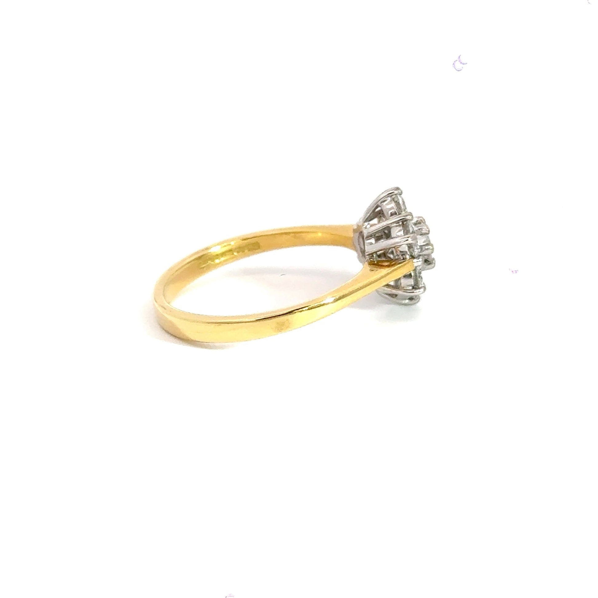 18CT Yellow Gold Daisy Cluster Diamond Ring Aces Jewellers