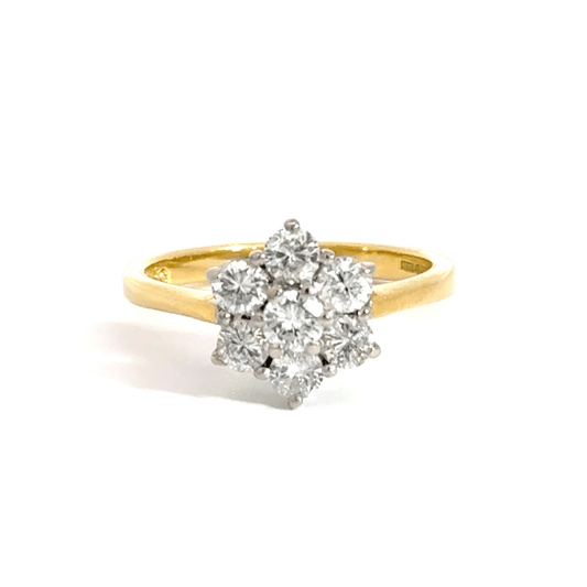 18CT Yellow Gold Daisy Cluster Diamond Ring Aces Jewellers