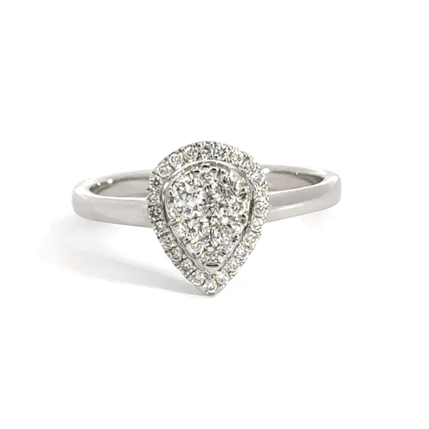 9CT White Gold Teardrop Cluster Diamond Ring Aces Jewellers