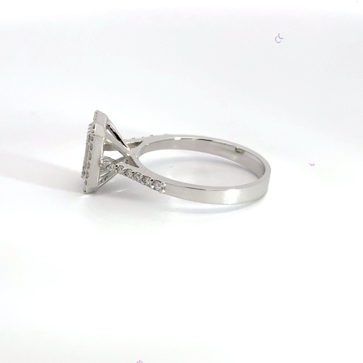 18CT White Gold Baguette Halo Diamond Ring Cluster Aces Jewellers