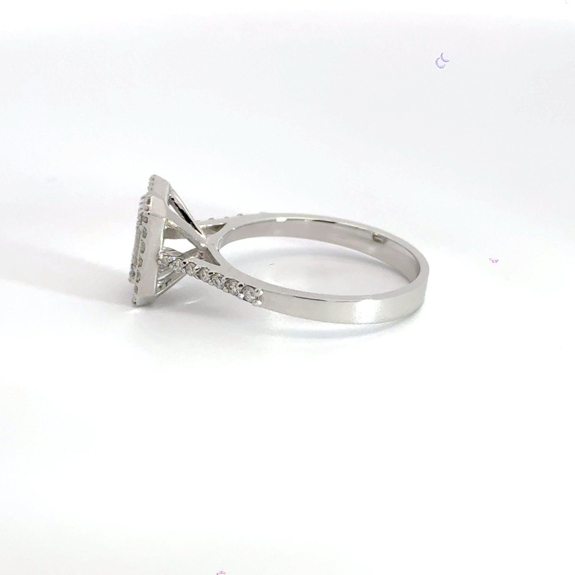 18CT White Gold Baguette Halo Diamond Ring Cluster Aces Jewellers