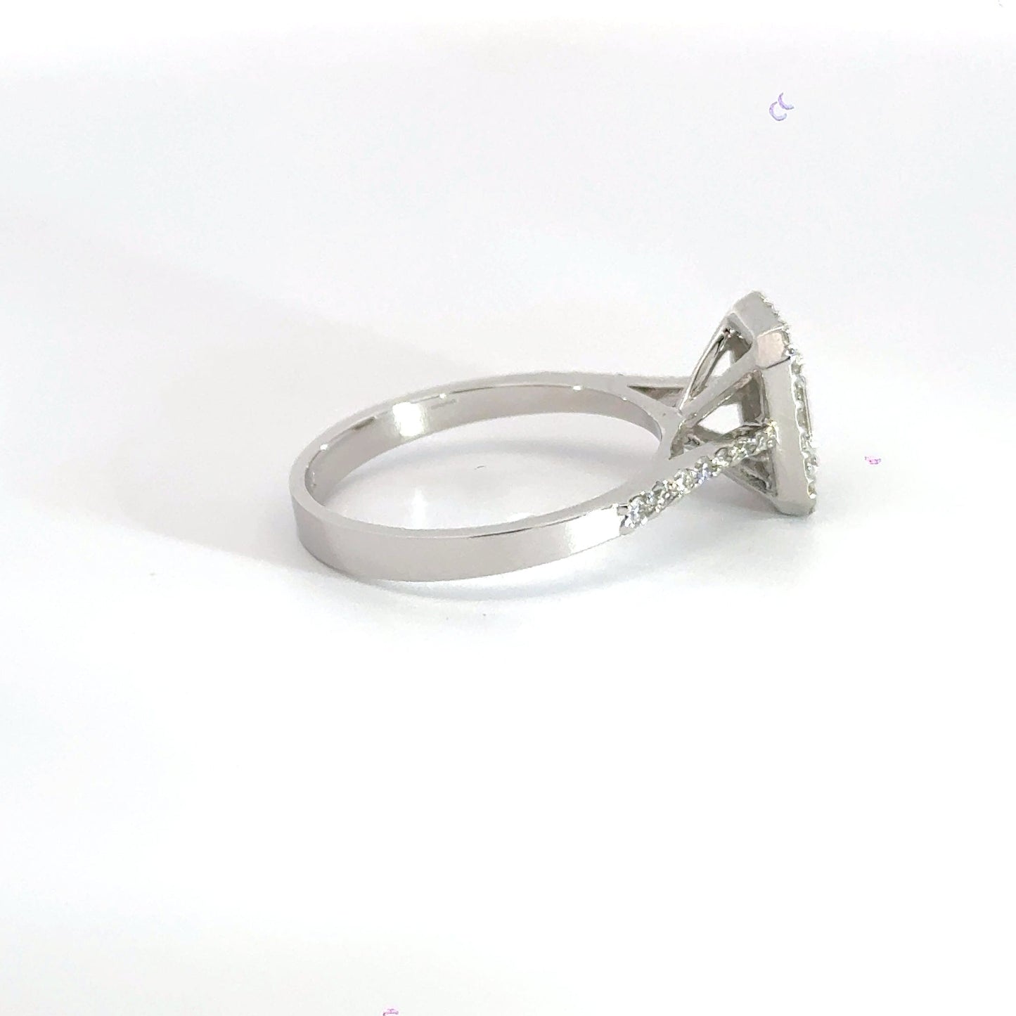 18CT White Gold Baguette Halo Diamond Ring Cluster Aces Jewellers