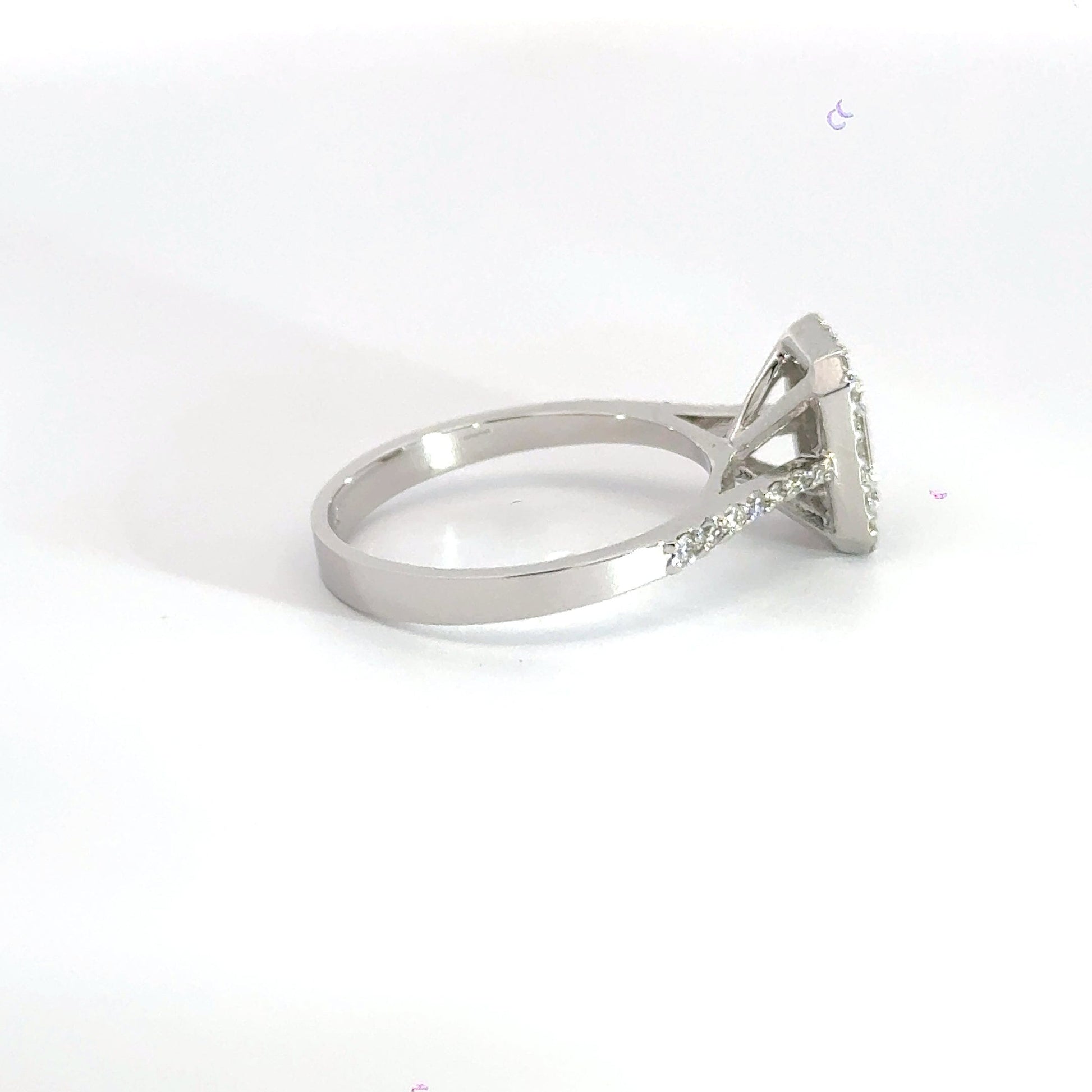 18CT White Gold Baguette Halo Diamond Ring Cluster Aces Jewellers