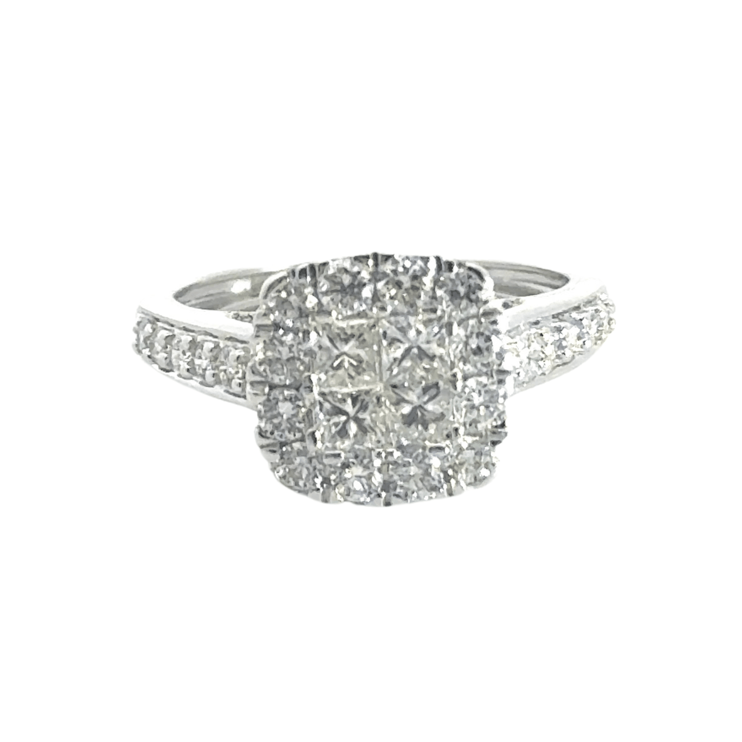 9CT White Gold Cluster Diamond Ring Aces Jewellers