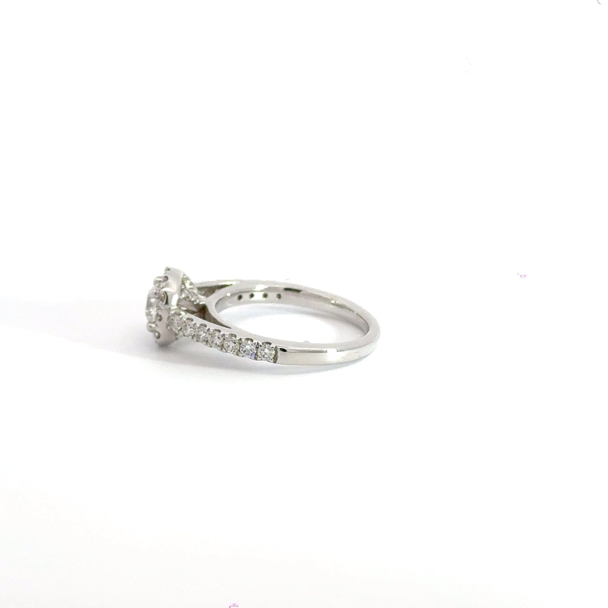 18ct White Gold Diamond Solitaire Halo Ring Aces Jewellers