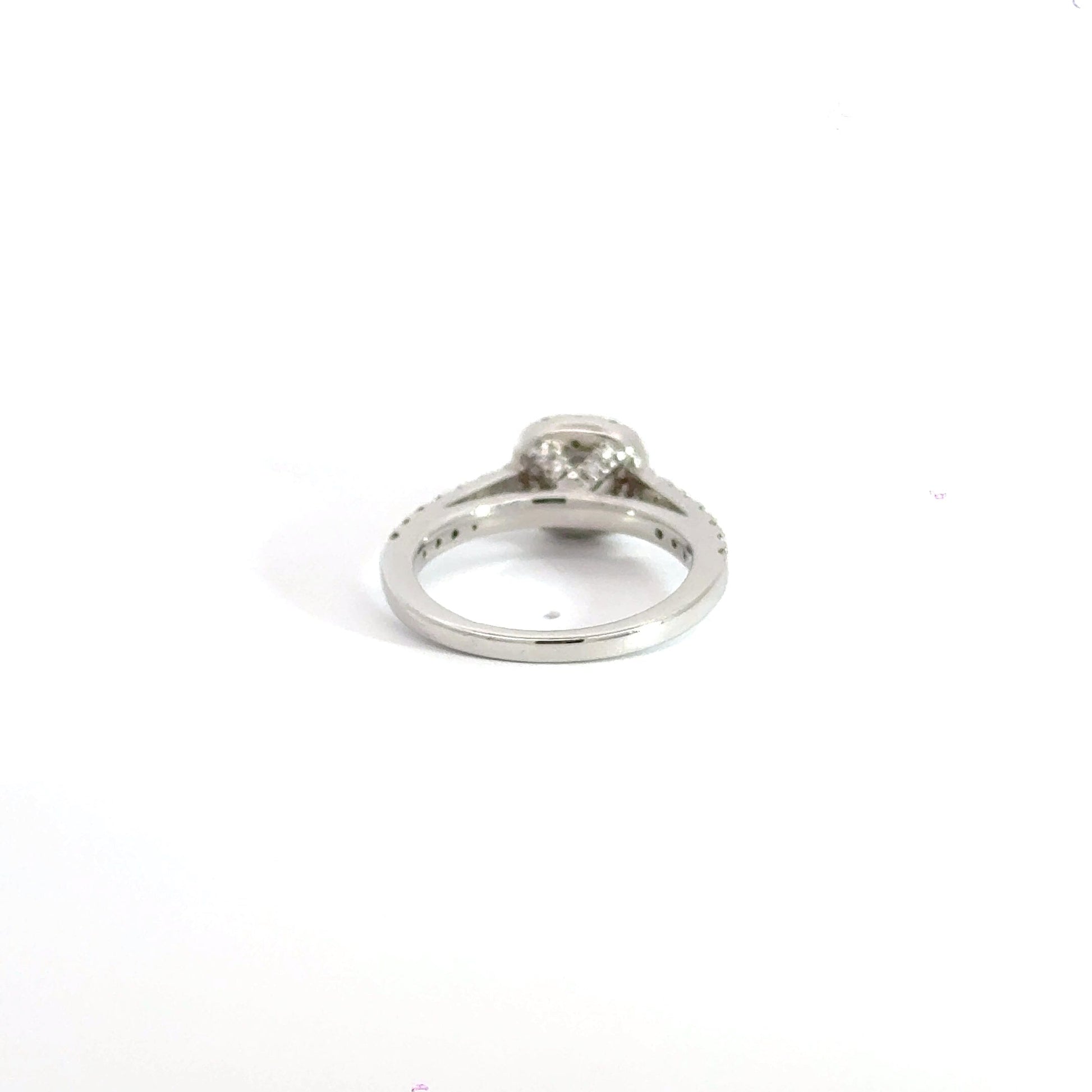 18ct White Gold Diamond Solitaire Halo Ring Aces Jewellers