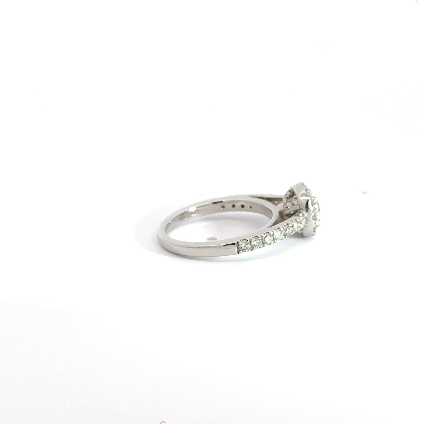18ct White Gold Diamond Solitaire Halo Ring Aces Jewellers