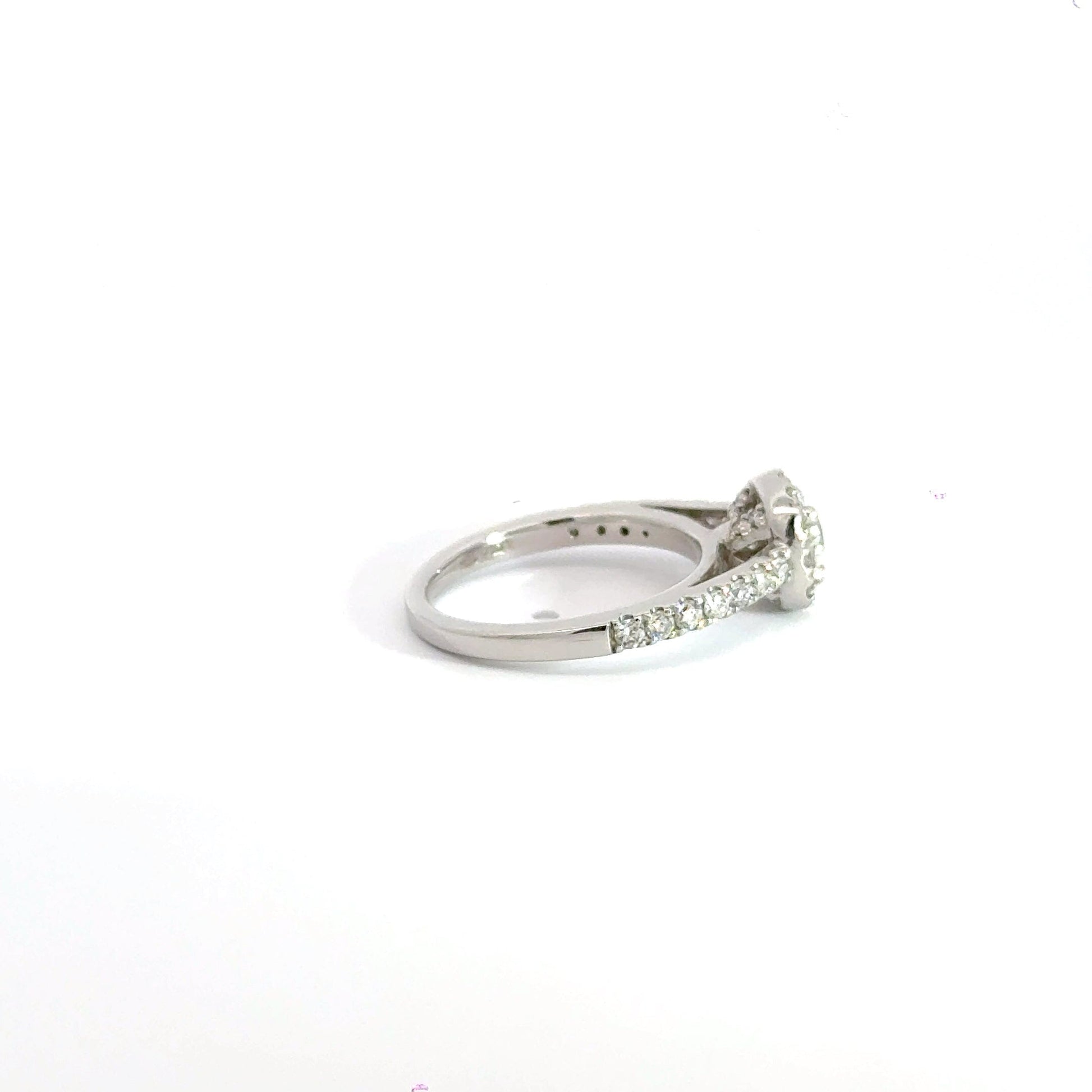 18ct White Gold Diamond Solitaire Halo Ring Aces Jewellers
