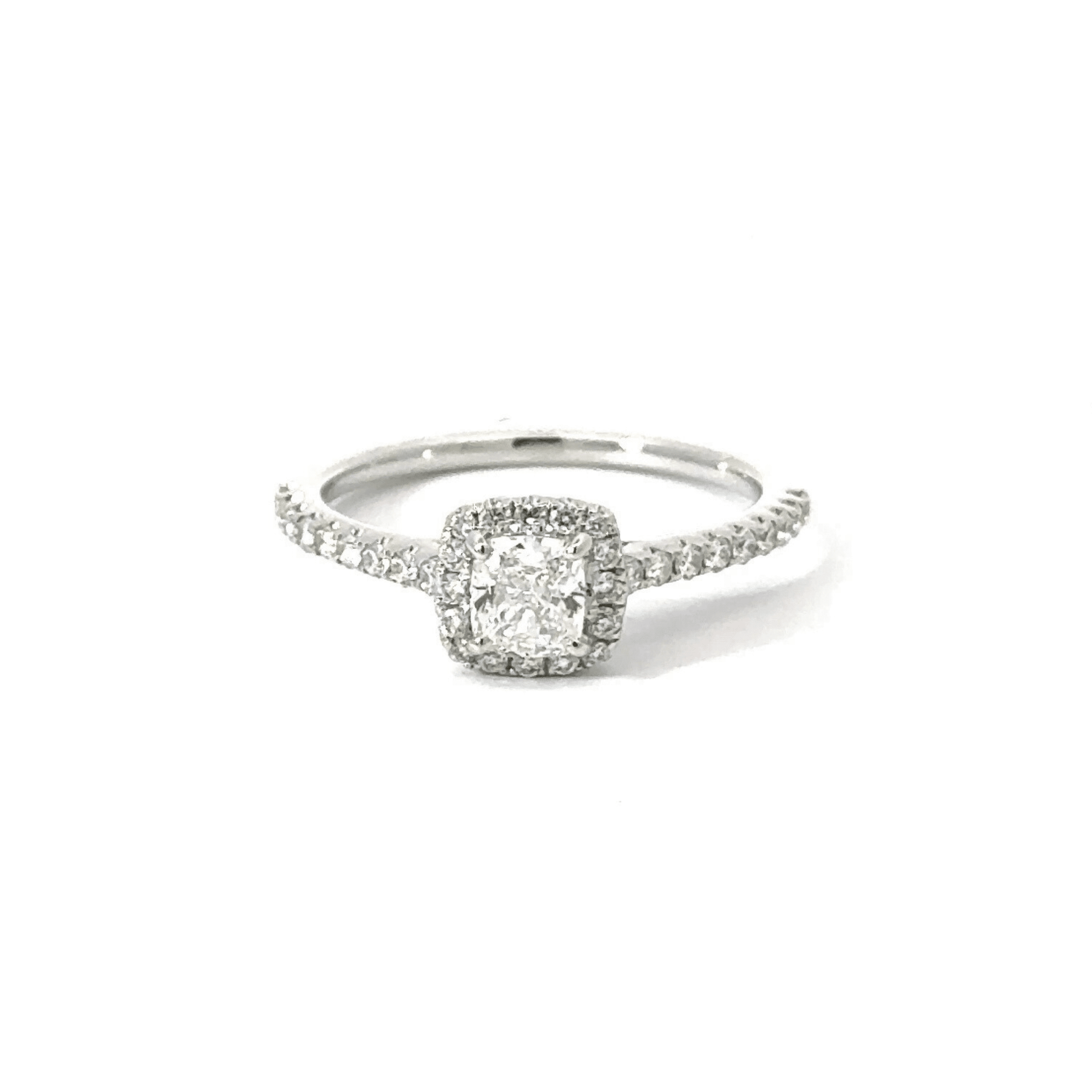 18CT White Gold Cushion Cut Diamond Ring Aces Jewellers
