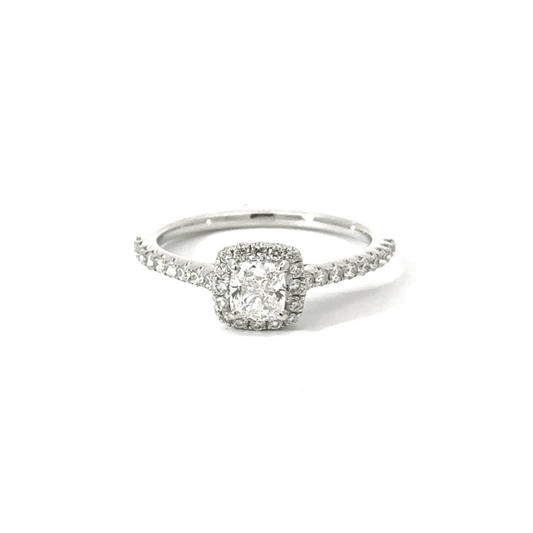 18CT White Gold Cushion Cut Diamond Ring Aces Jewellers