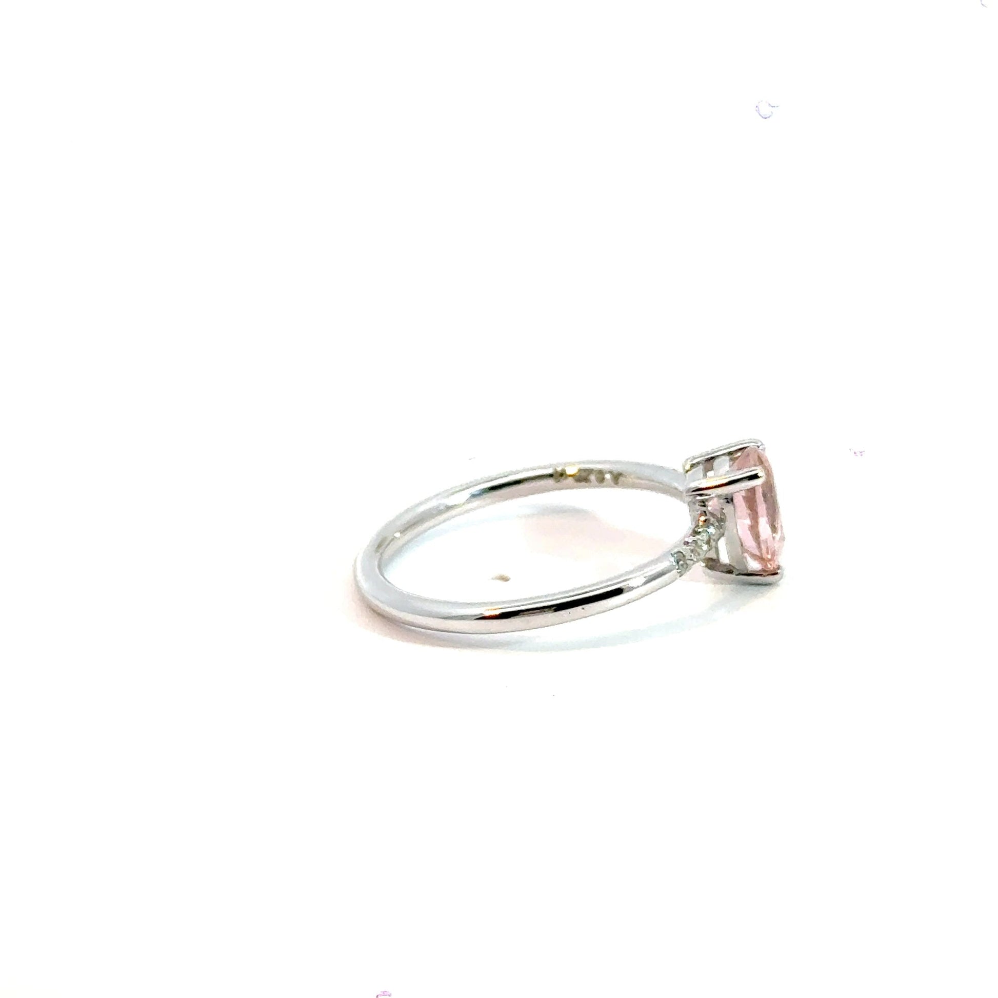 14CT White Gold Ring Diamonds & Manmade Coloured Stone Aces Jewellers
