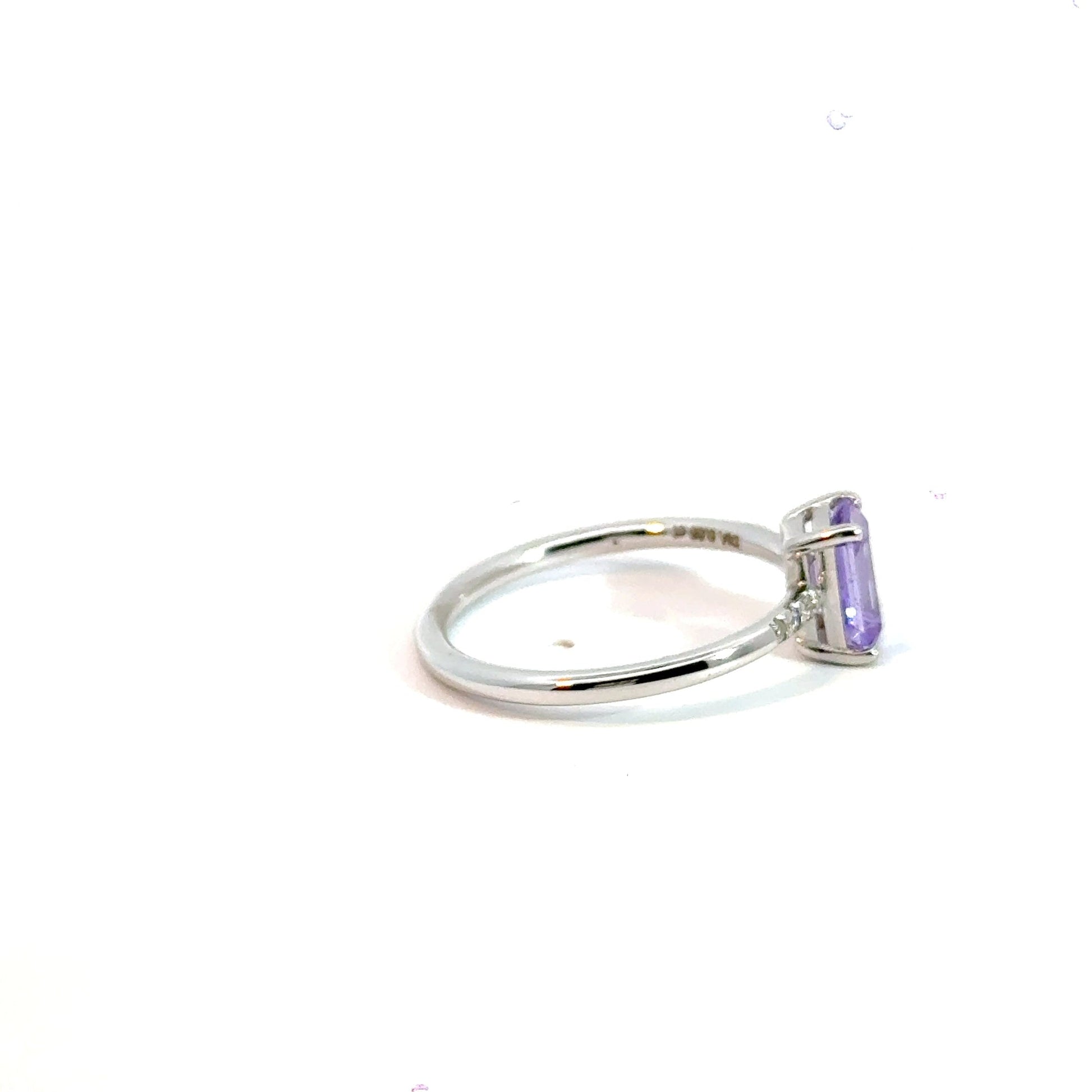 14CT White Gold Ring Diamonds & Manmade Coloured Stone Aces Jewellers