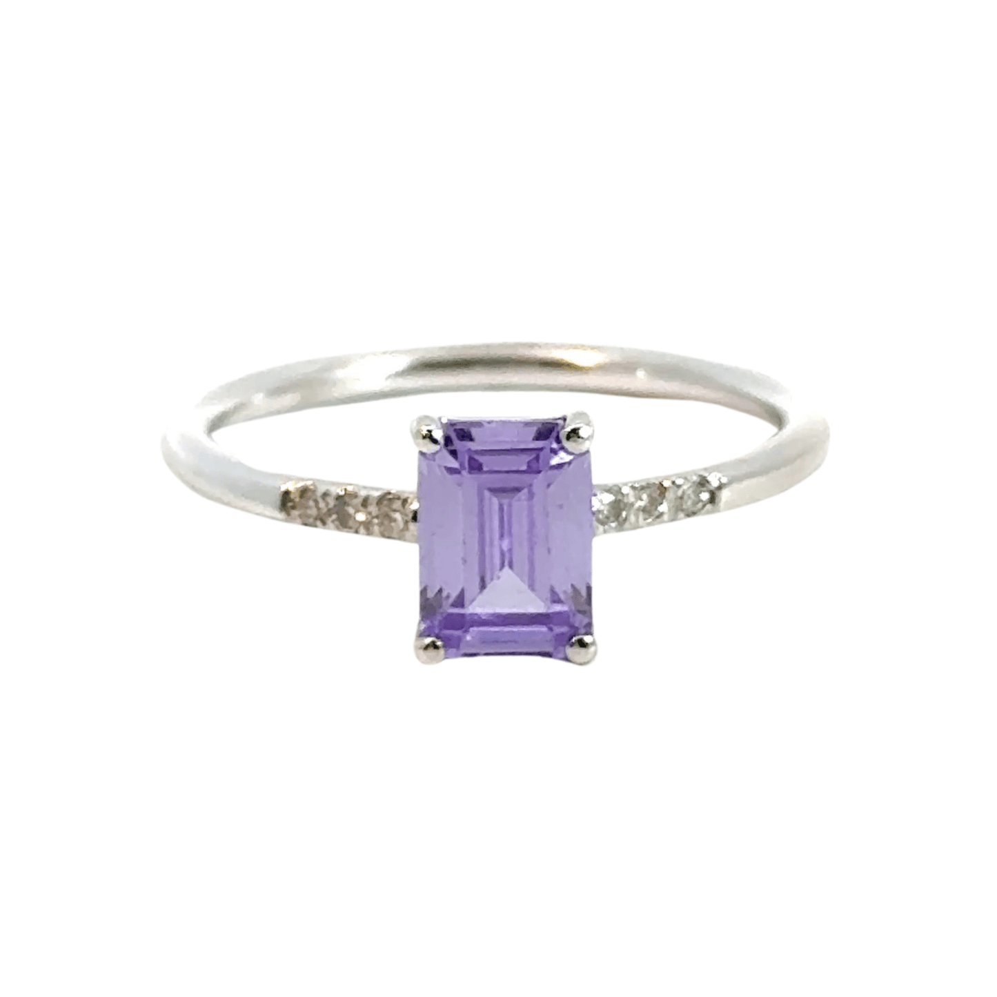 14CT White Gold Ring Diamonds & Manmade Coloured Stone Aces Jewellers
