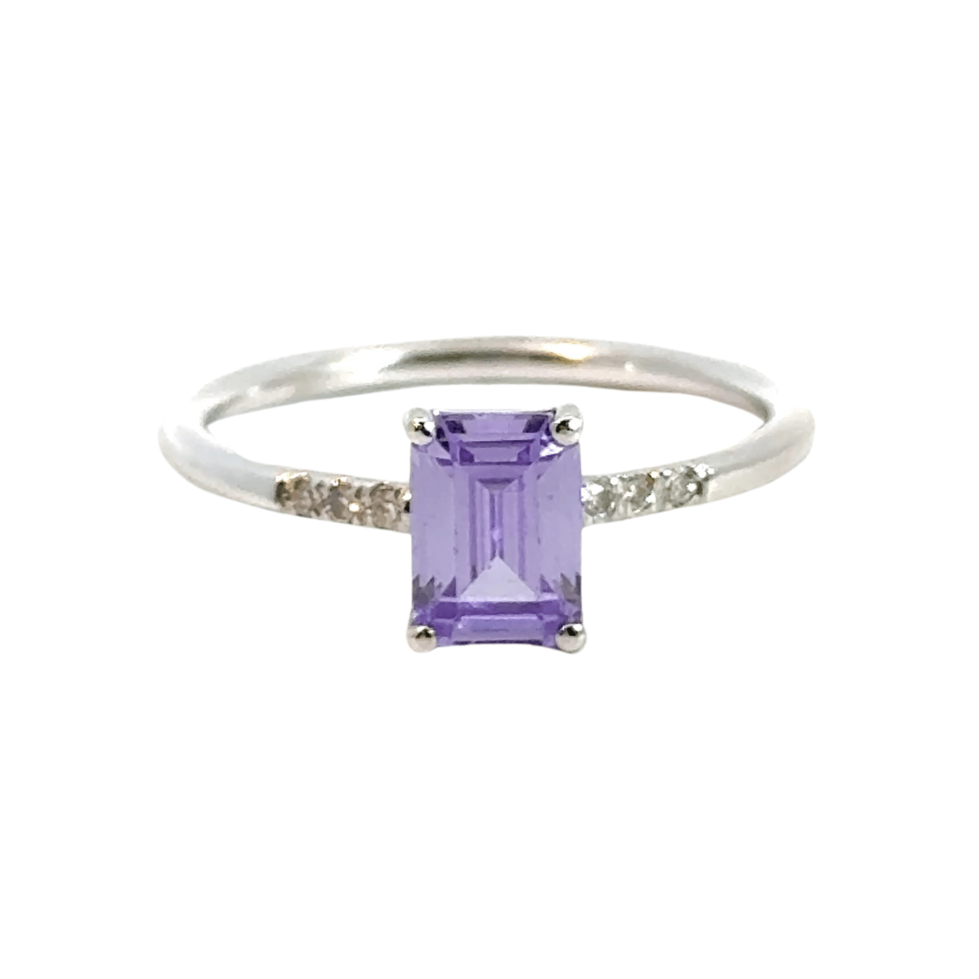 14CT White Gold Ring Diamonds & Manmade Coloured Stone Aces Jewellers