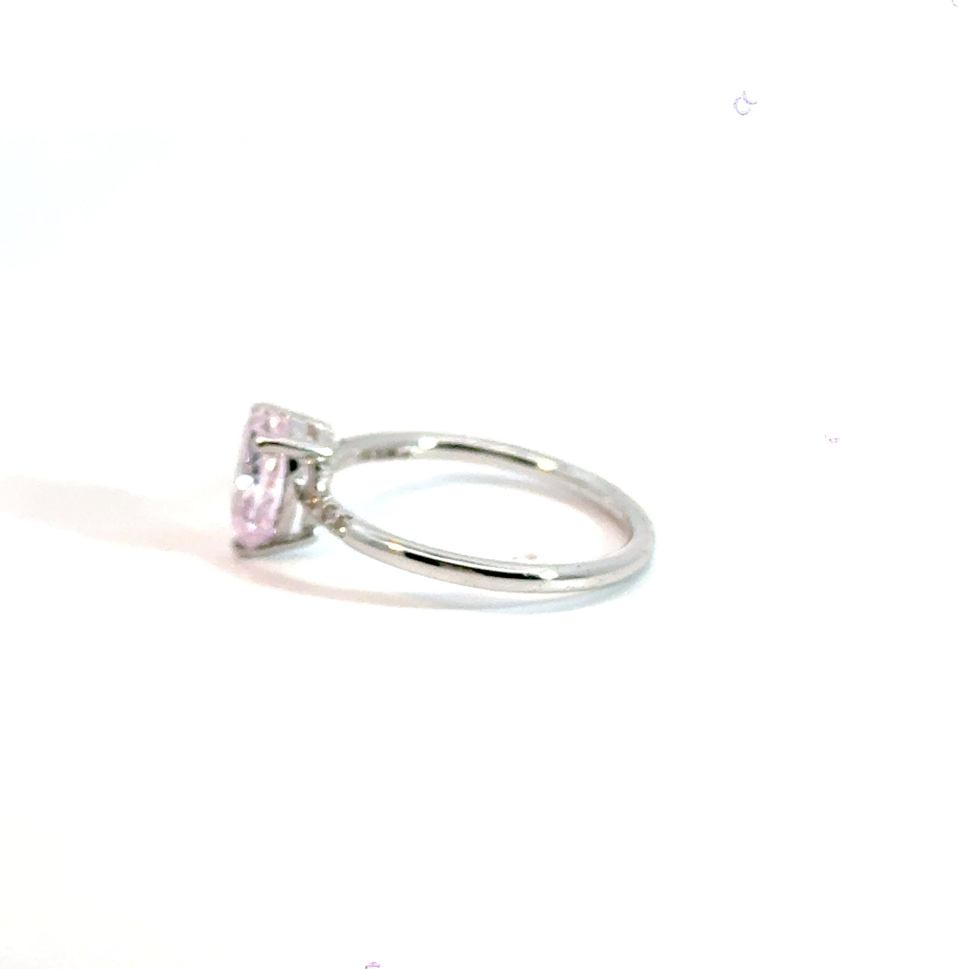 14CT White Gold Ring with Diamonds & Manmade Coloured Centre Stone Aces Jewellers