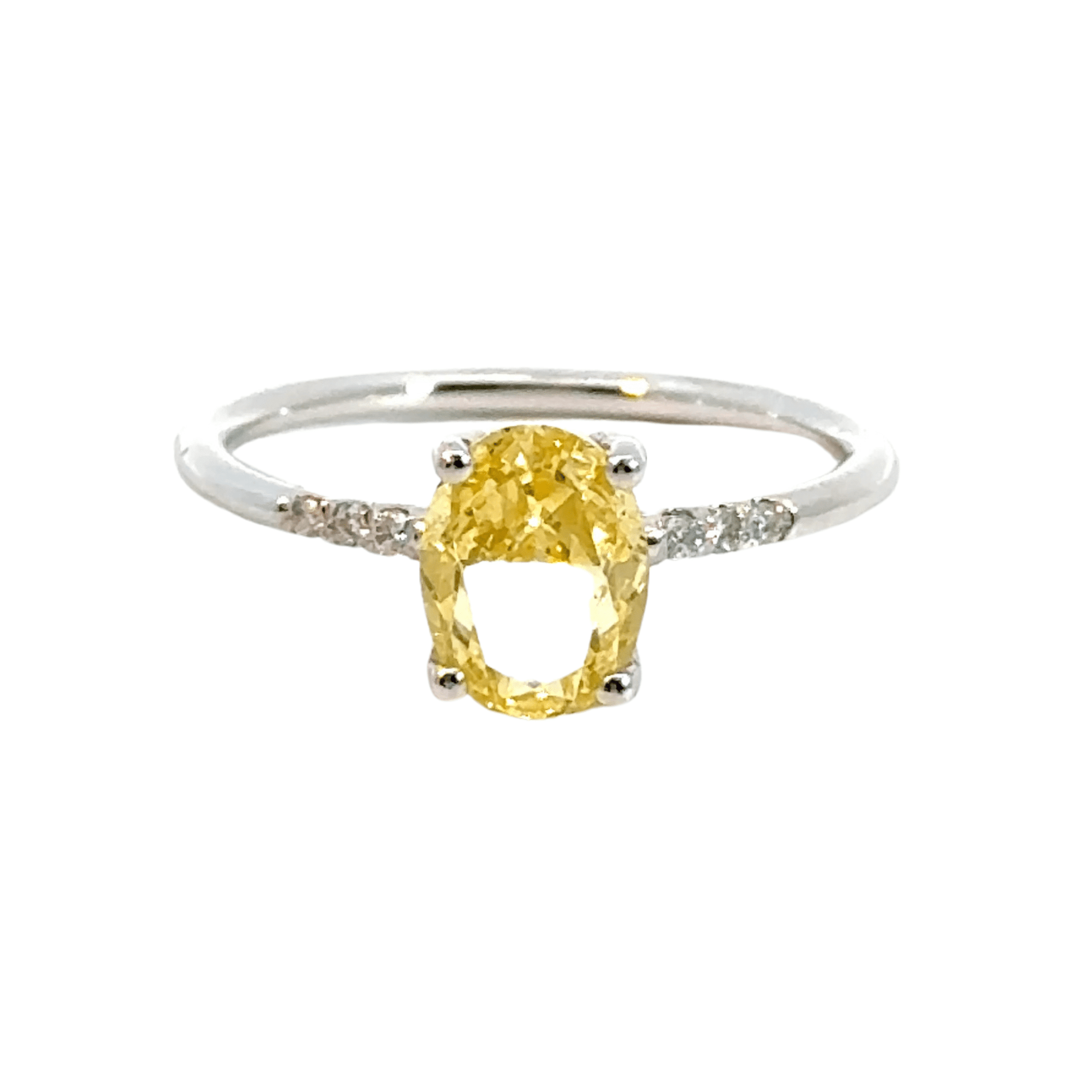 14CT White Gold Ring with Diamonds & Manmade Coloured Centre Stone Aces Jewellers