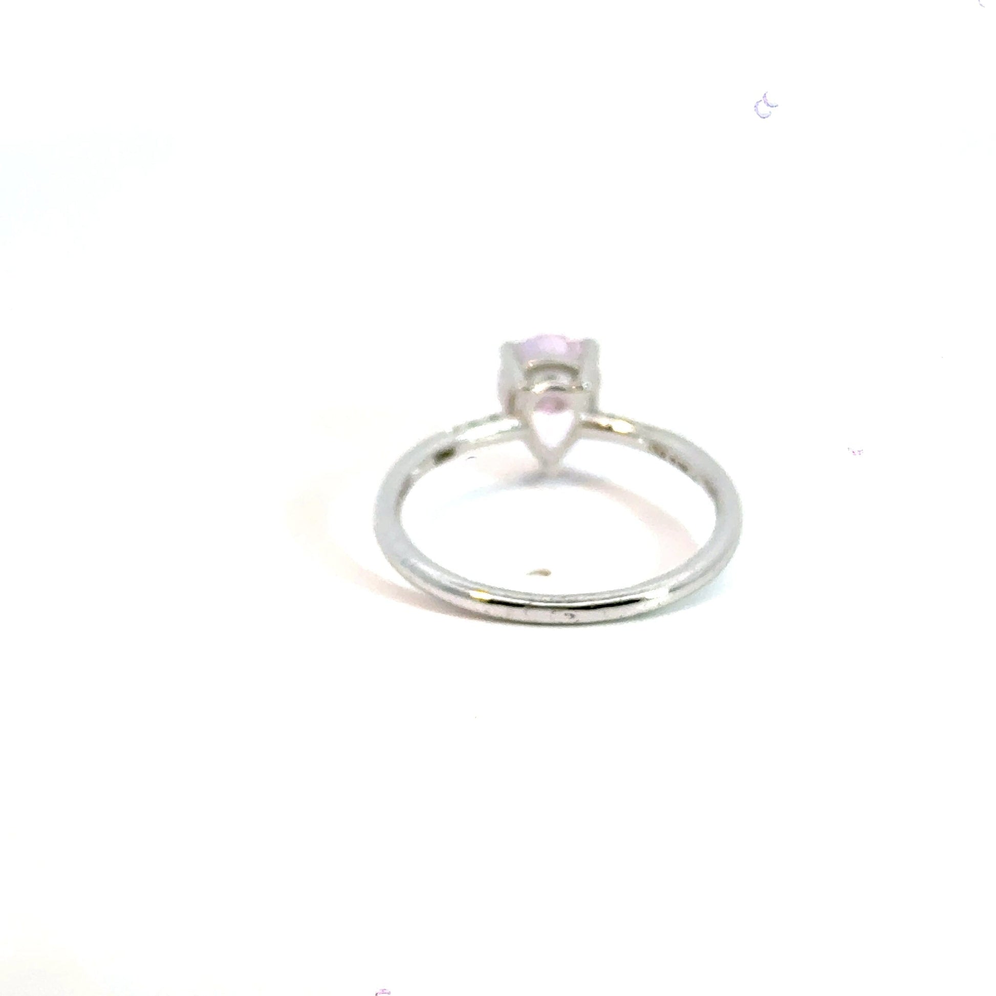 14CT White Gold Ring with Diamonds & Manmade Coloured Centre Stone Aces Jewellers