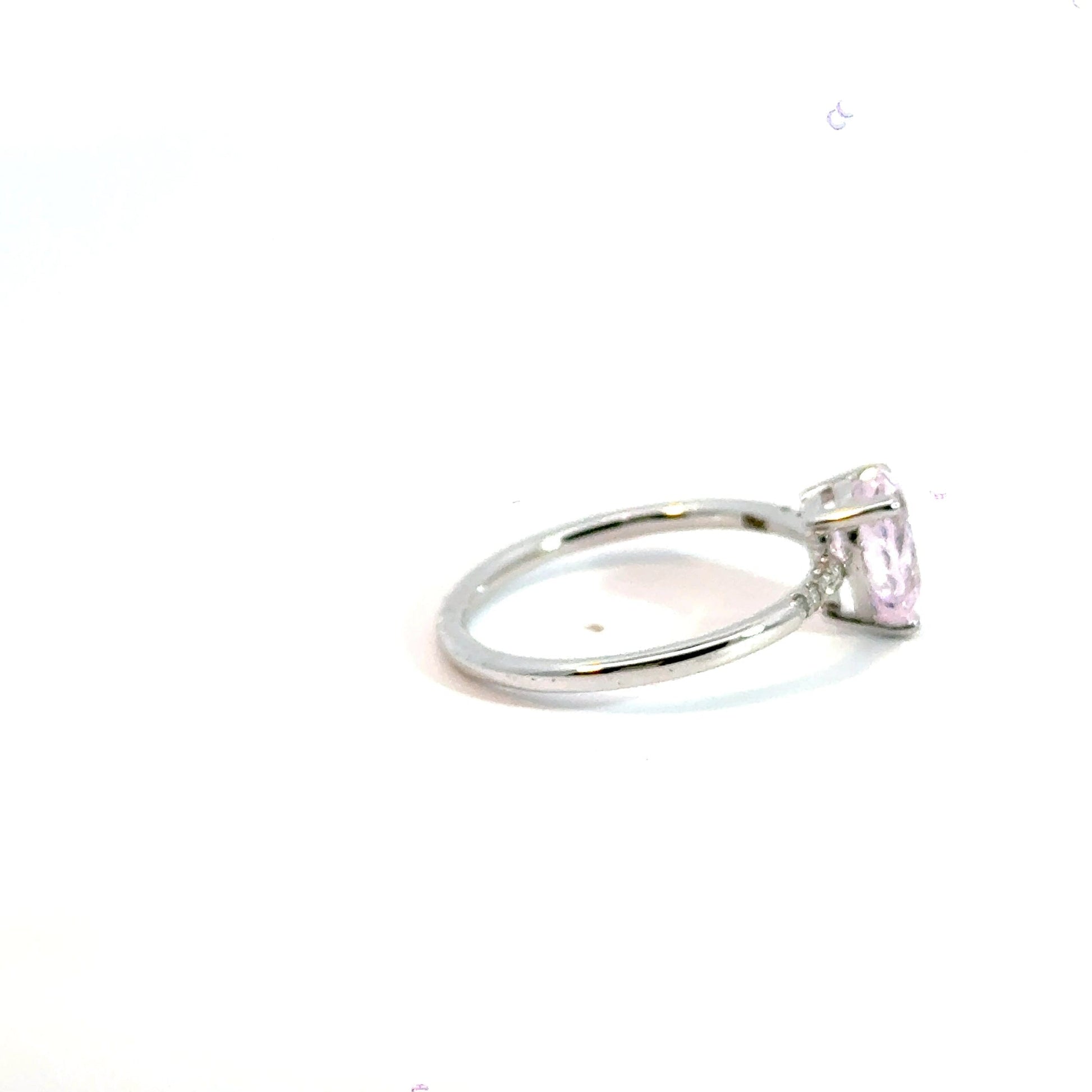 14CT White Gold Ring with Diamonds & Manmade Coloured Centre Stone Aces Jewellers