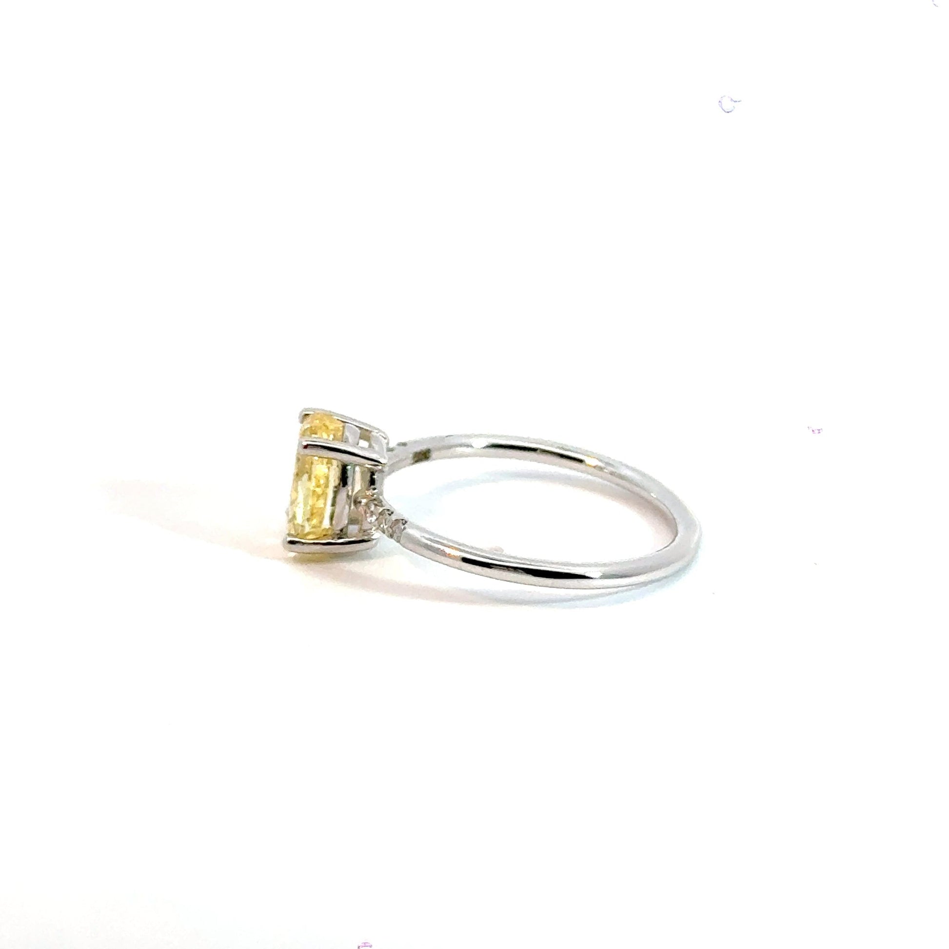 14CT White Gold Ring with Diamonds & Manmade Coloured Centre Stone Aces Jewellers