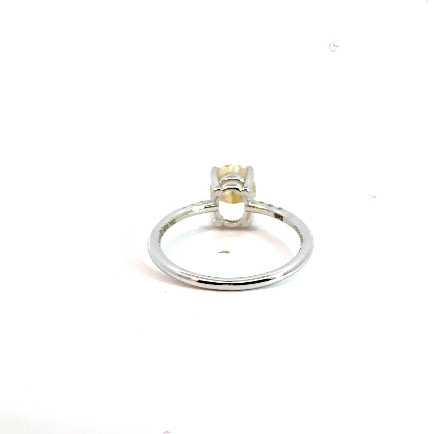 14CT White Gold Ring with Diamonds & Manmade Coloured Centre Stone Aces Jewellers