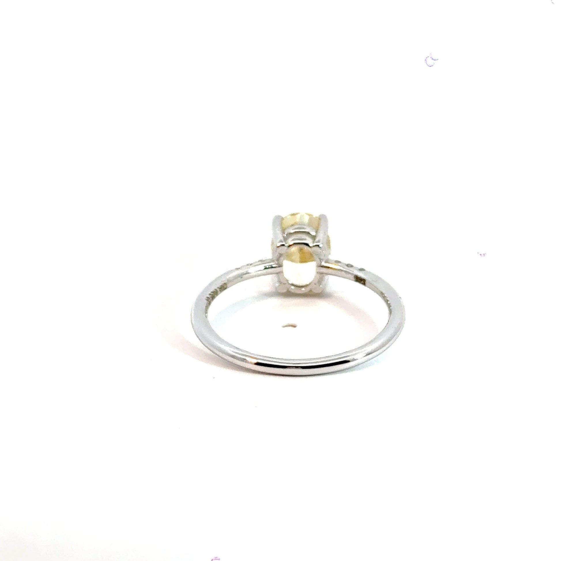 14CT White Gold Ring with Diamonds & Manmade Coloured Centre Stone Aces Jewellers